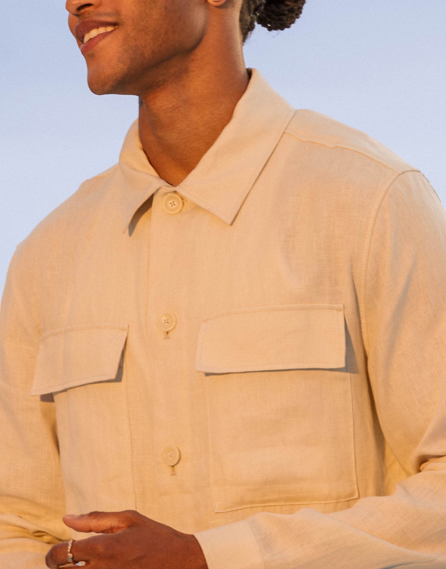 Mango linen shacket in light beige - ASOS Sample Sale