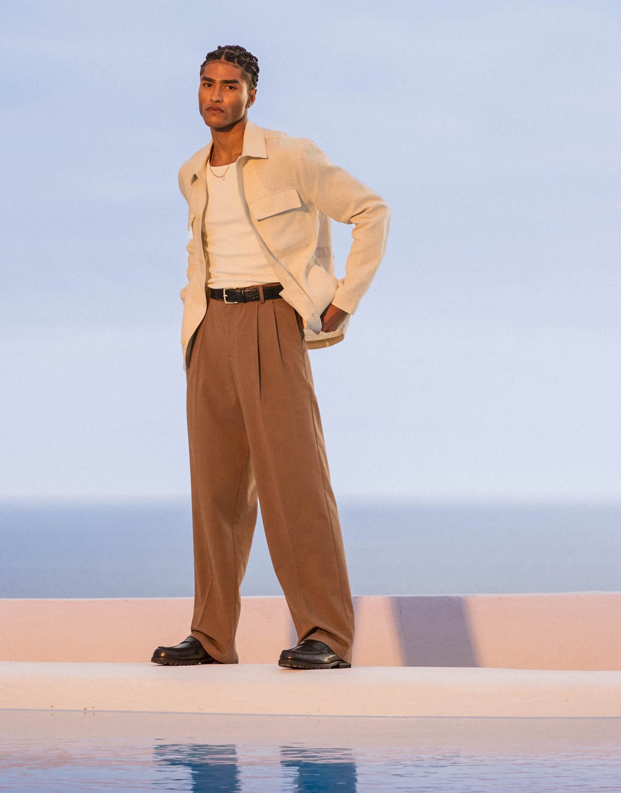 Mango linen shacket in light beige - ASOS Sample Sale
