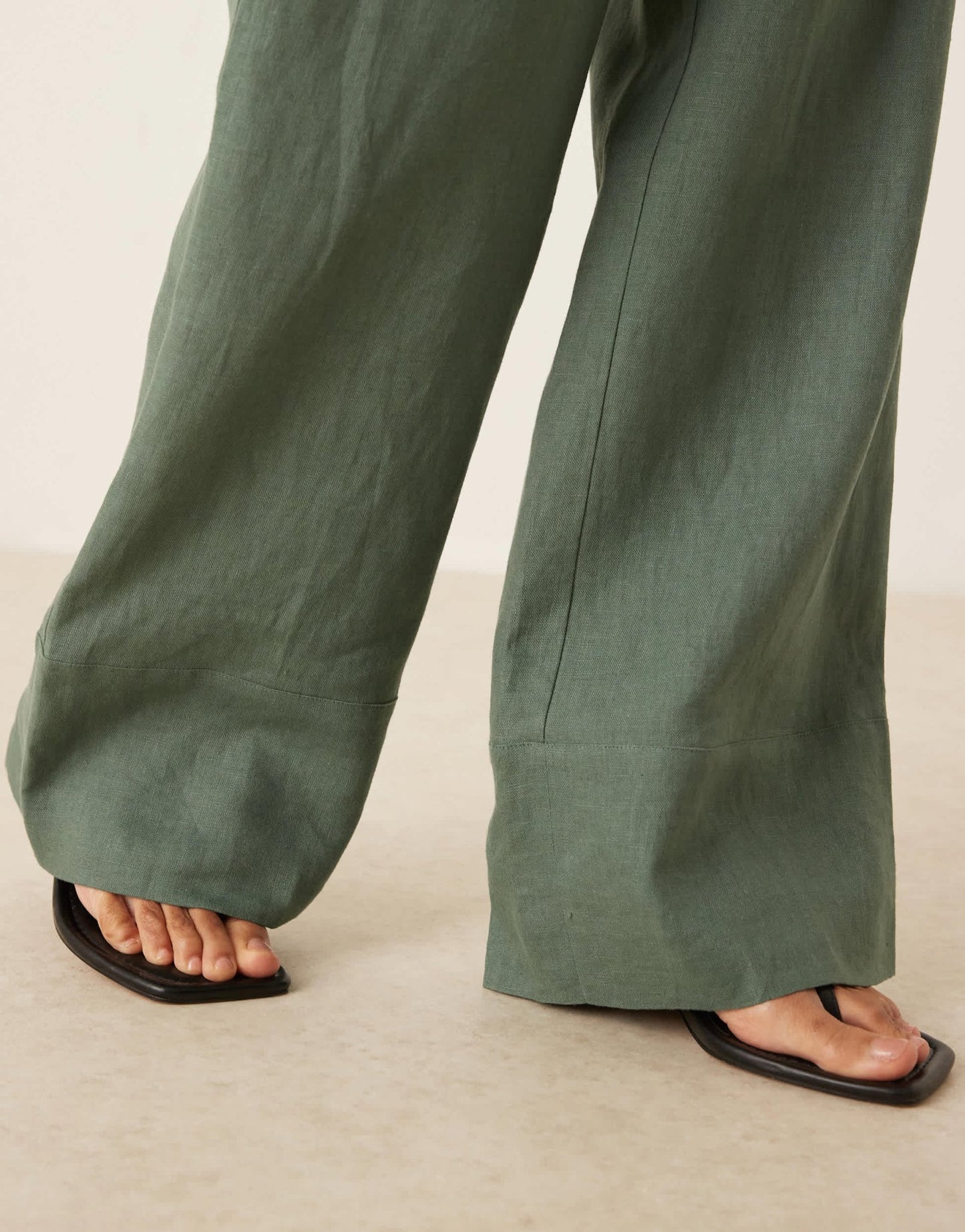 Mango linen slouchy tie waist trouser co-ord in sage green - ASOS Sample Sale