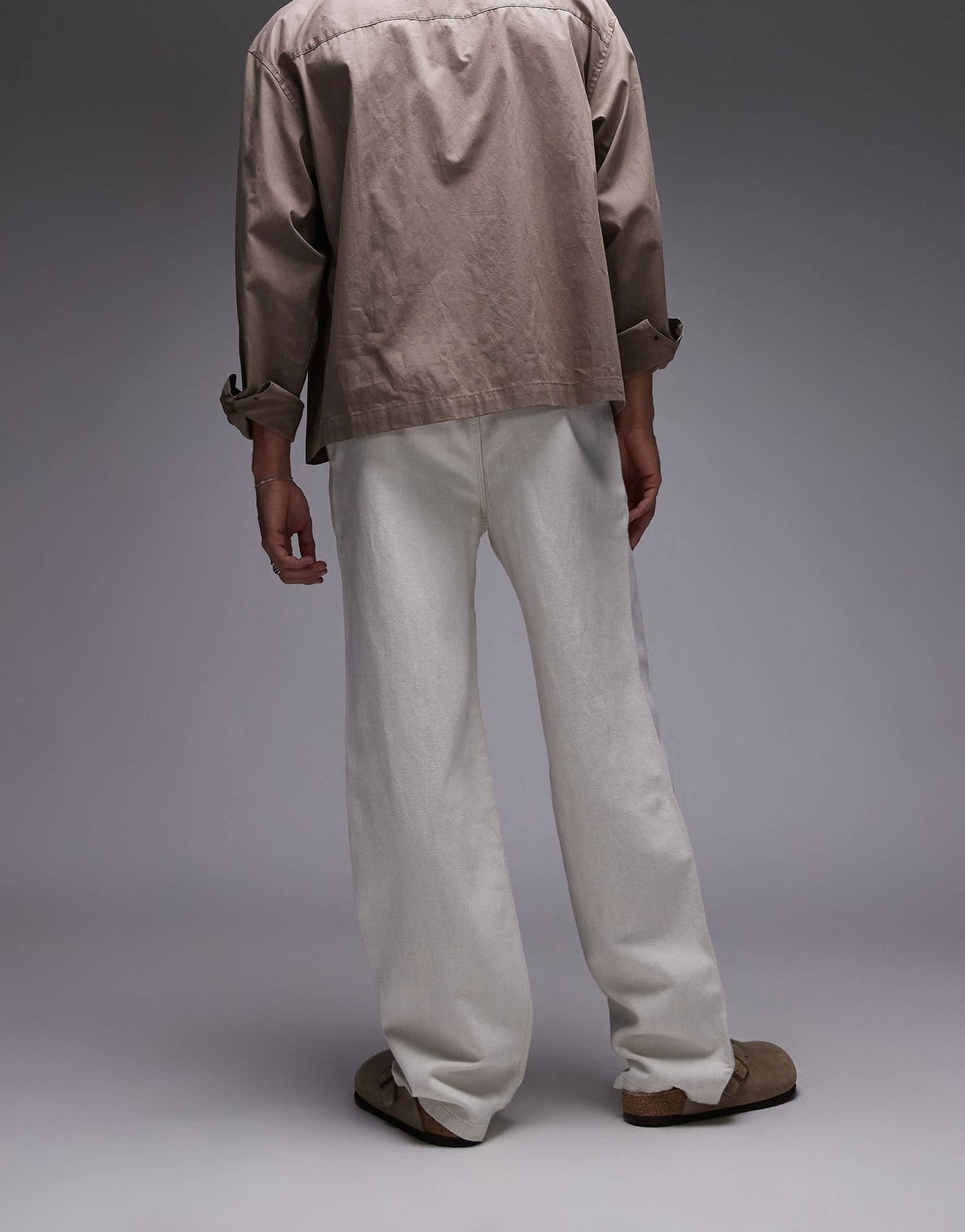 Mango linen straight leg slouchy trouser in beige - ASOS Sample Sale