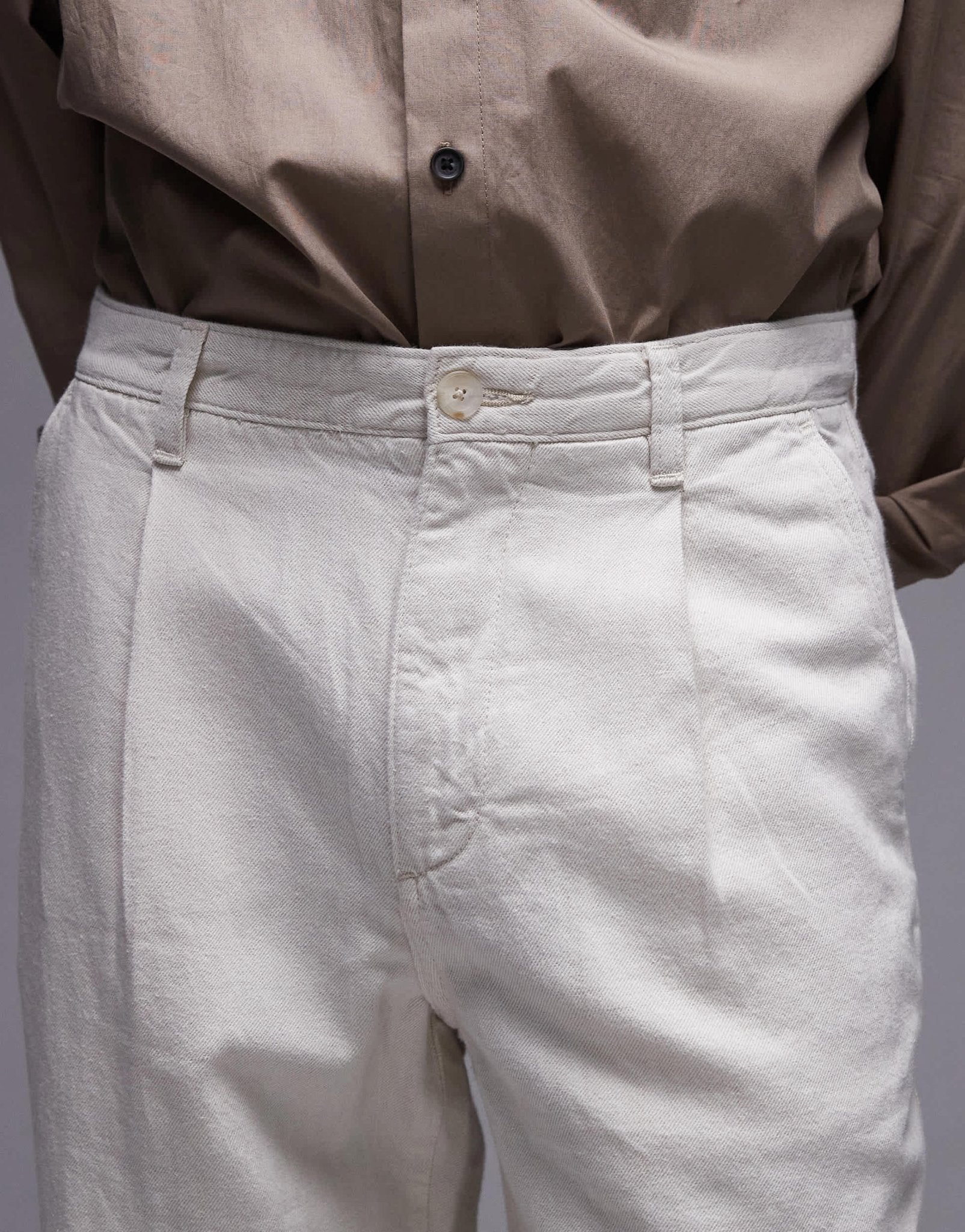 Mango linen straight leg slouchy trouser in beige - ASOS Sample Sale