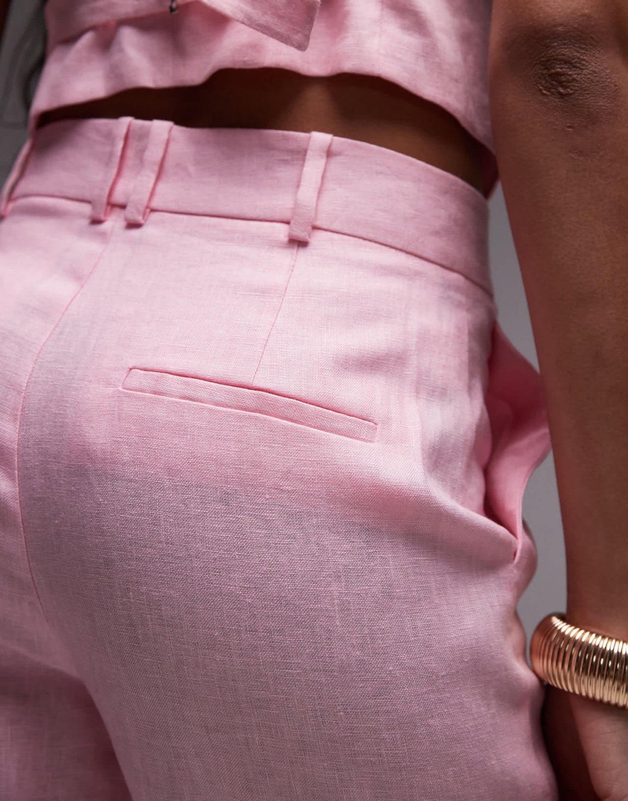 Mango linen tailored trouser co - ord in pink - ASOS Sample Sale