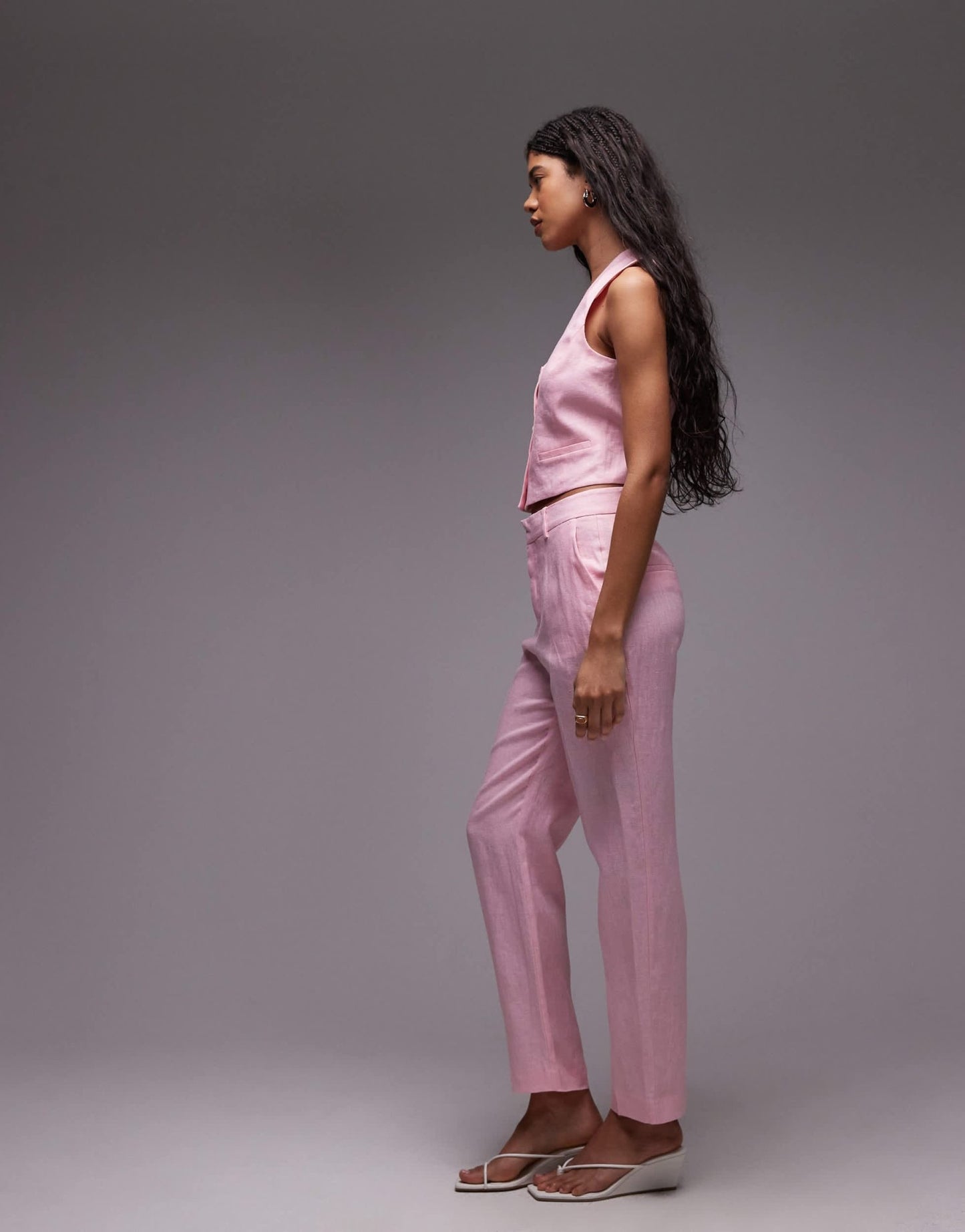 Mango linen tailored trouser co - ord in pink - ASOS Sample Sale