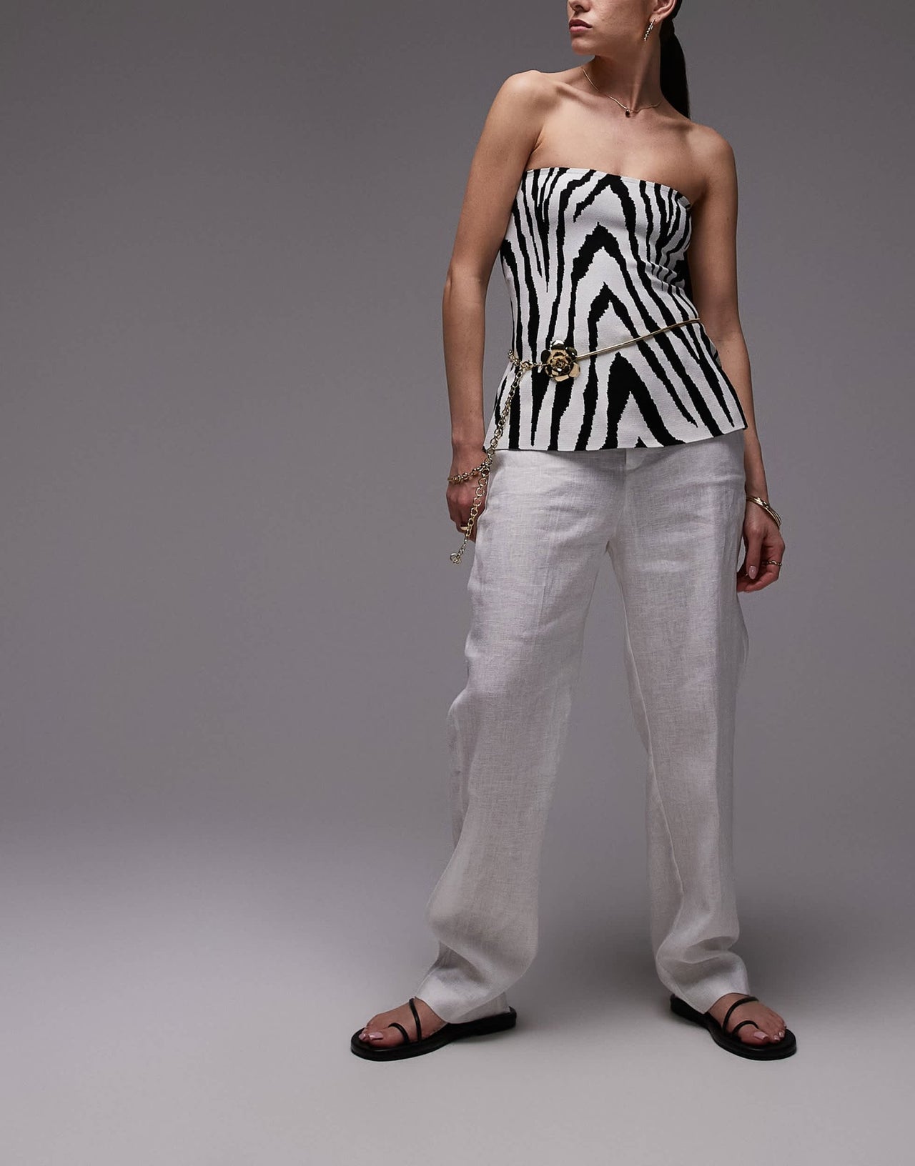 Mango linen tailored trouser in white - ASOS Sample Sale