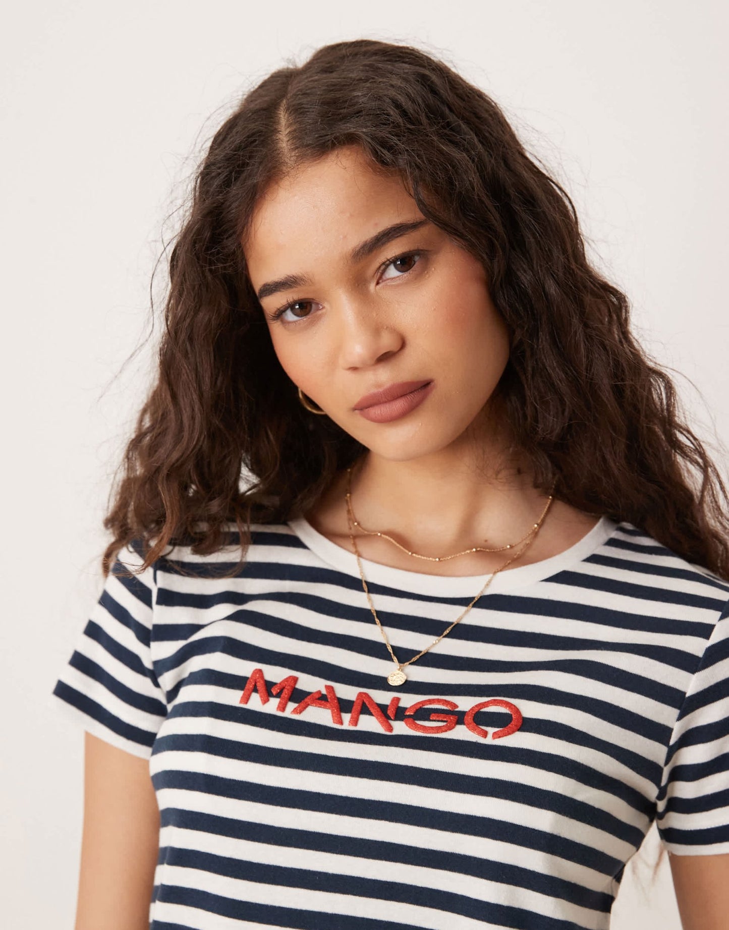 Mango logo t-shirt in navy stripe - ASOS Sample Sale