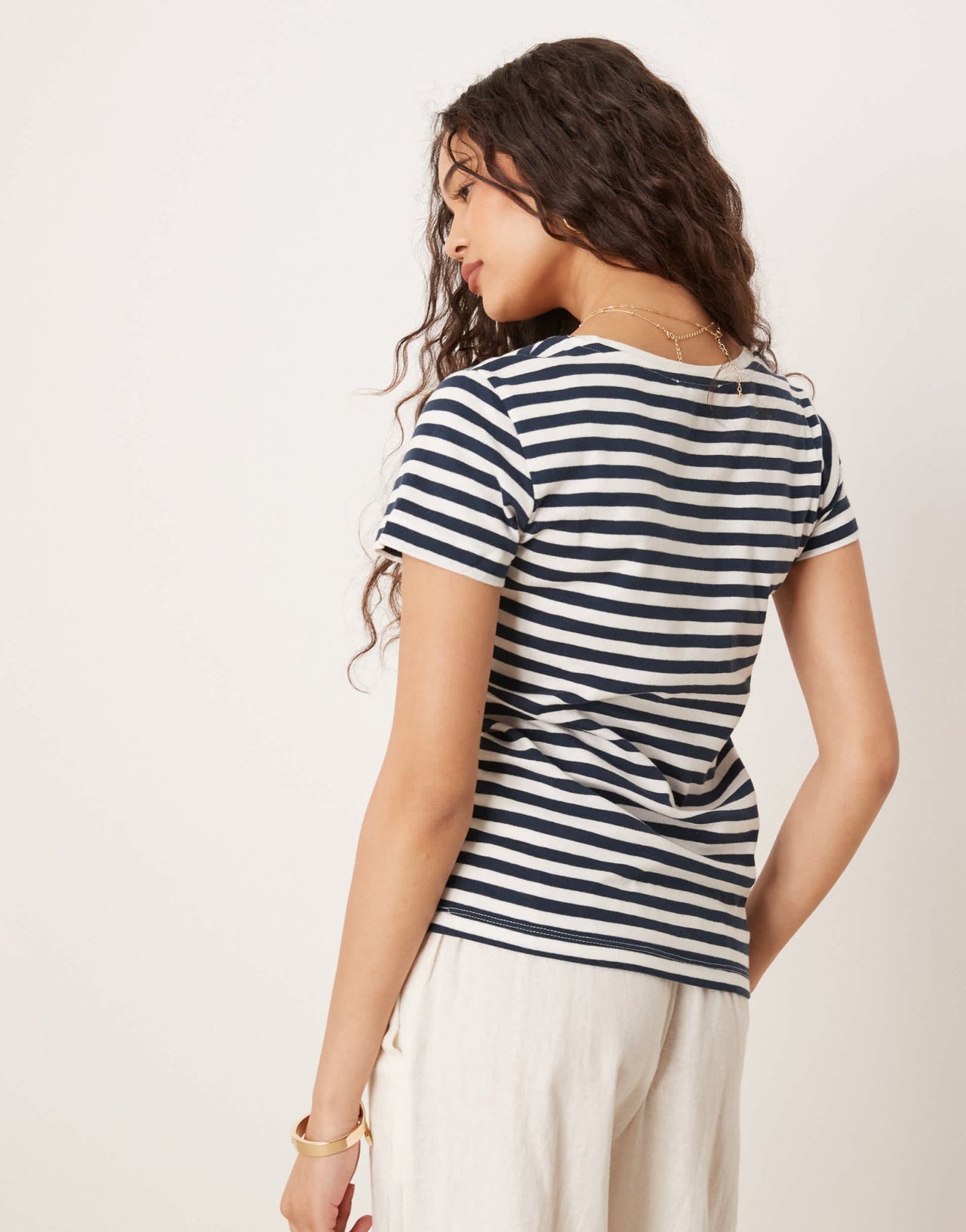 Mango logo t-shirt in navy stripe - ASOS Sample Sale