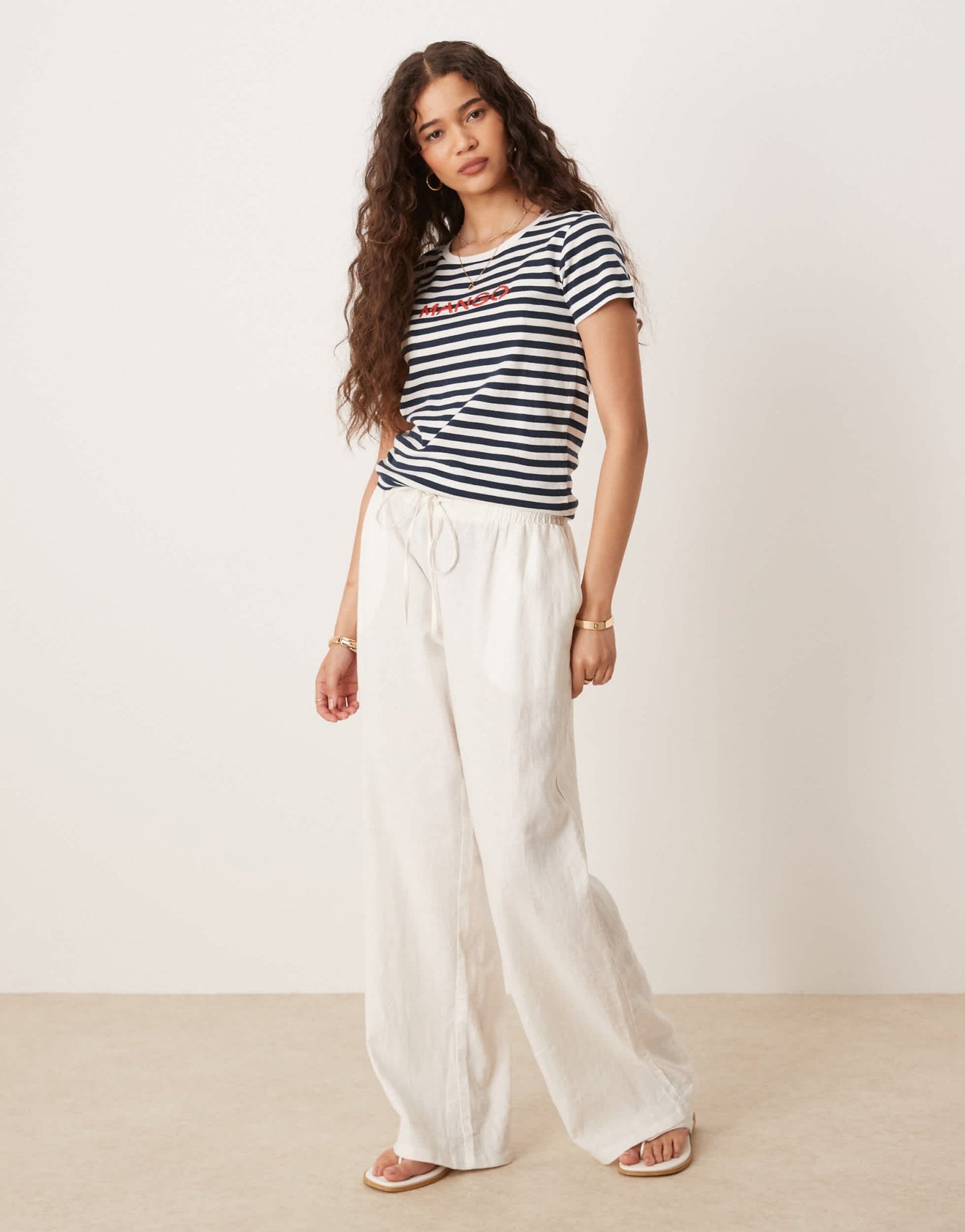 Mango logo t-shirt in navy stripe - ASOS Sample Sale