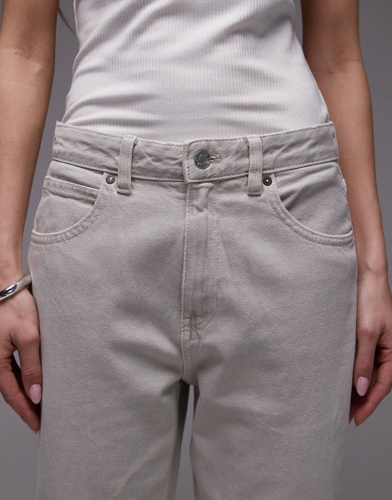 Mango Miami mid rise straight jeans in light grey - ASOS Sample Sale