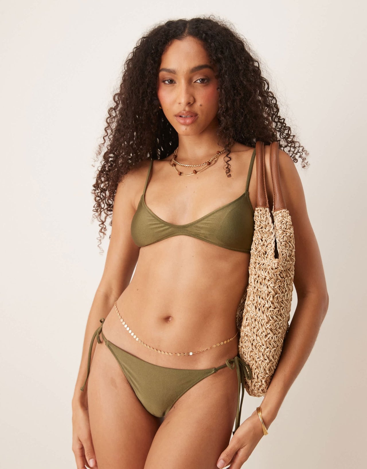 Mango micro bikini top in olive green - ASOS Sample Sale