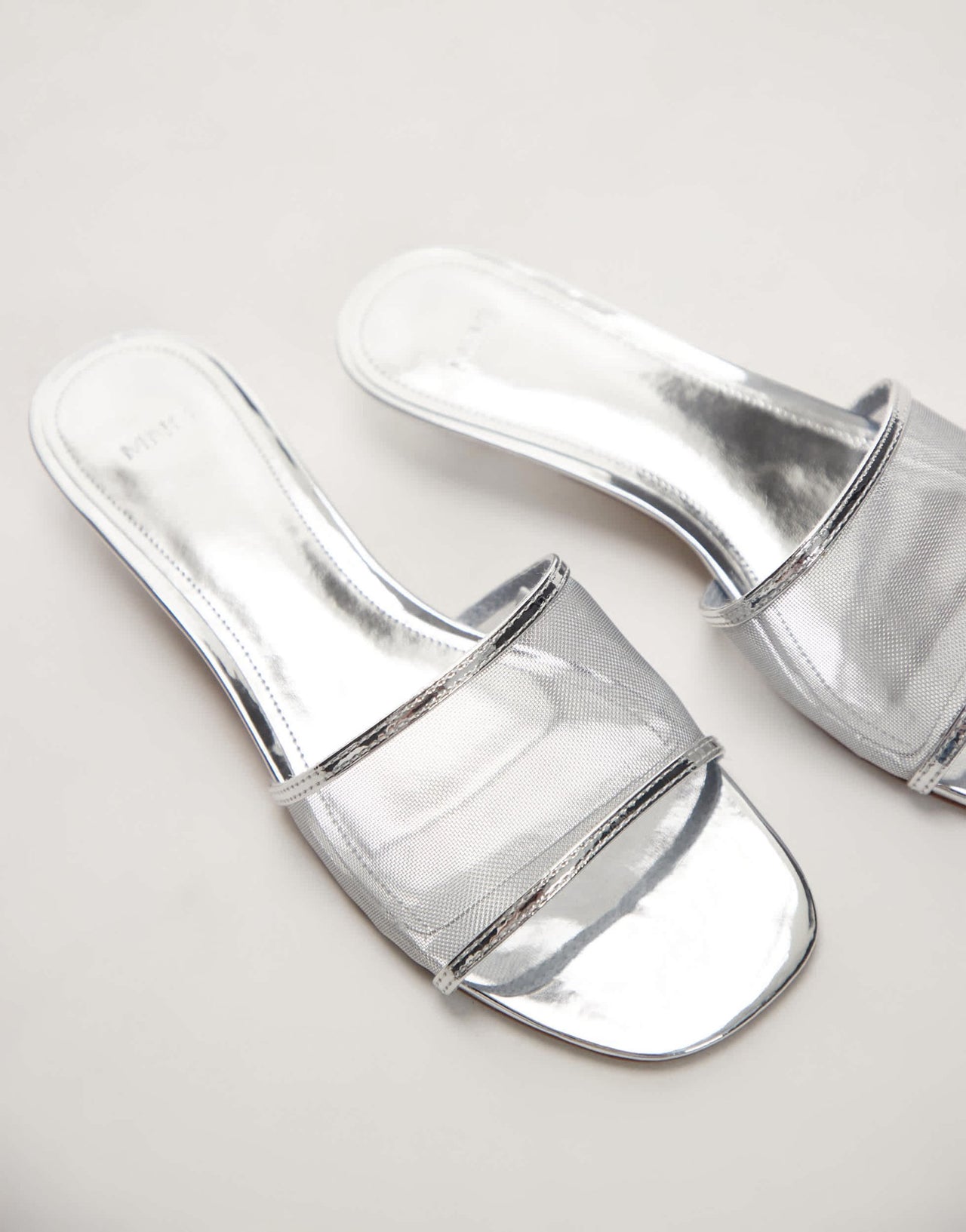 Mango micro heel mesh sandal in silver - ASOS Sample Sale