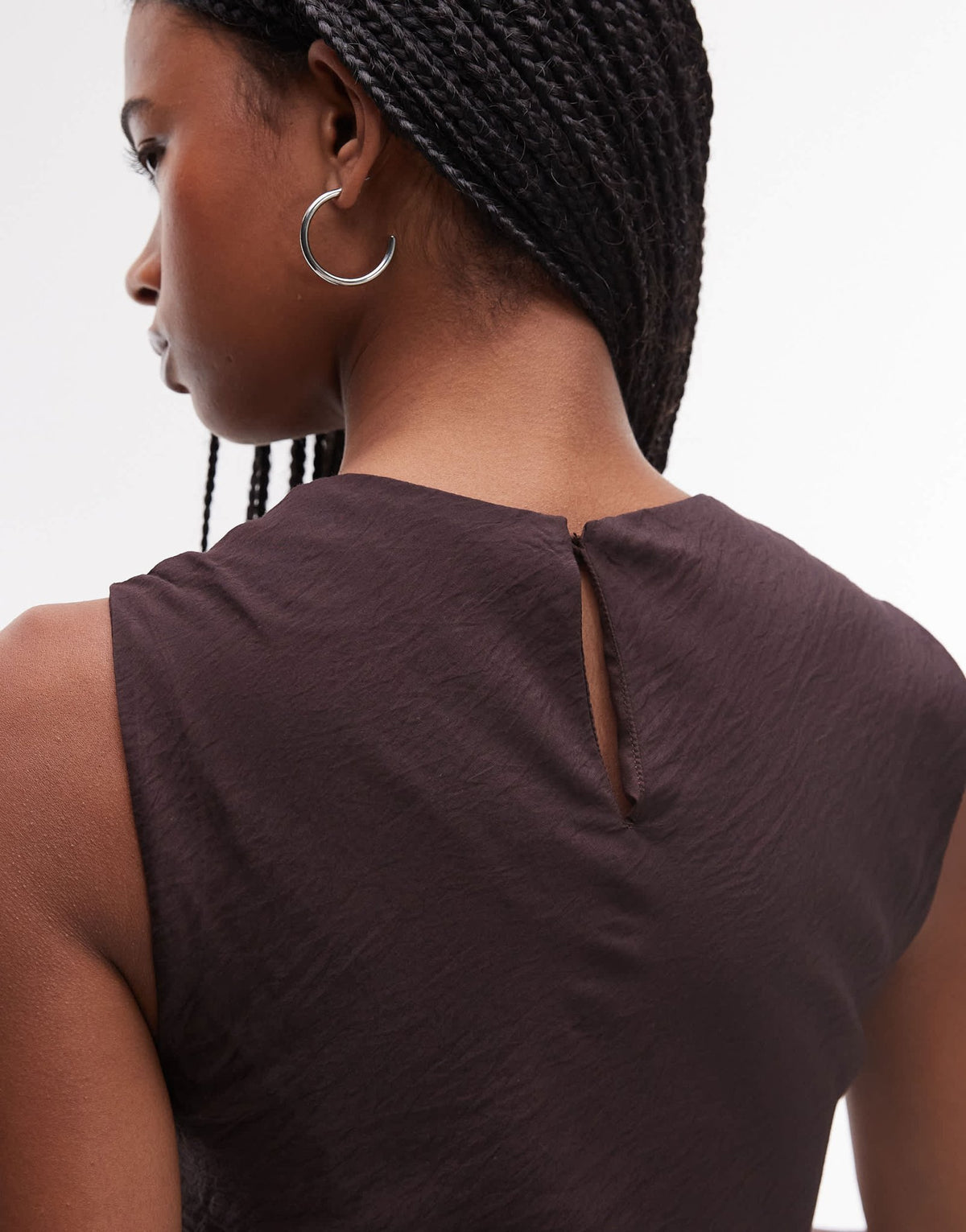Mango midi dress with soft bubble hem in chocolate - ASOS Sample Sale