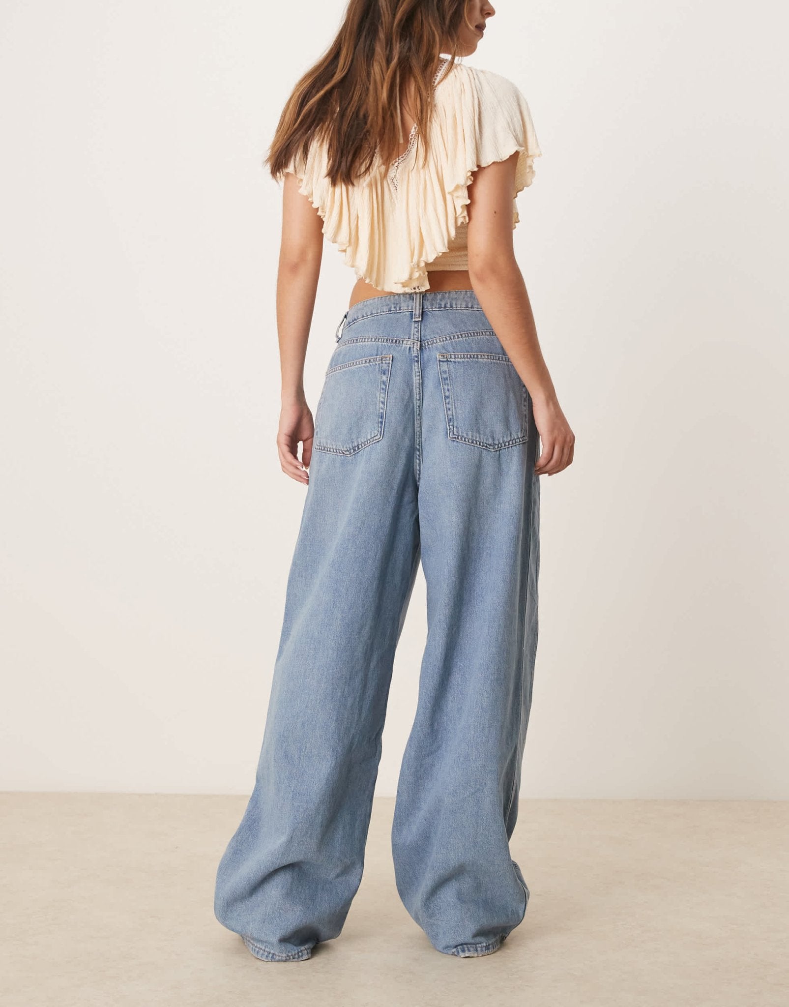 Mango Mila relaxed straight leg jean with bleach front in light blue - ASOS Sample Sale
