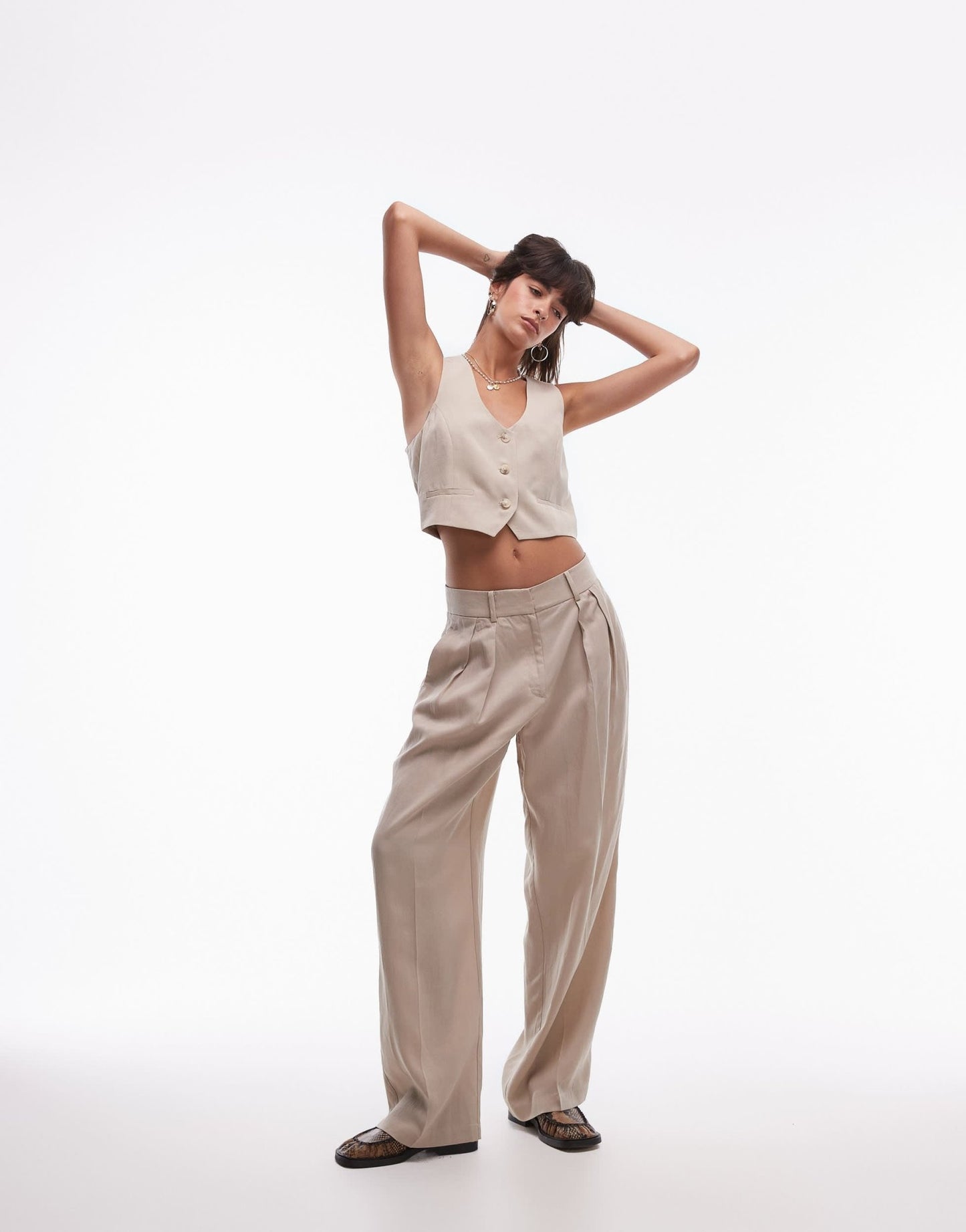 Mango mix waistcoat co - ord in light beige - ASOS Sample Sale