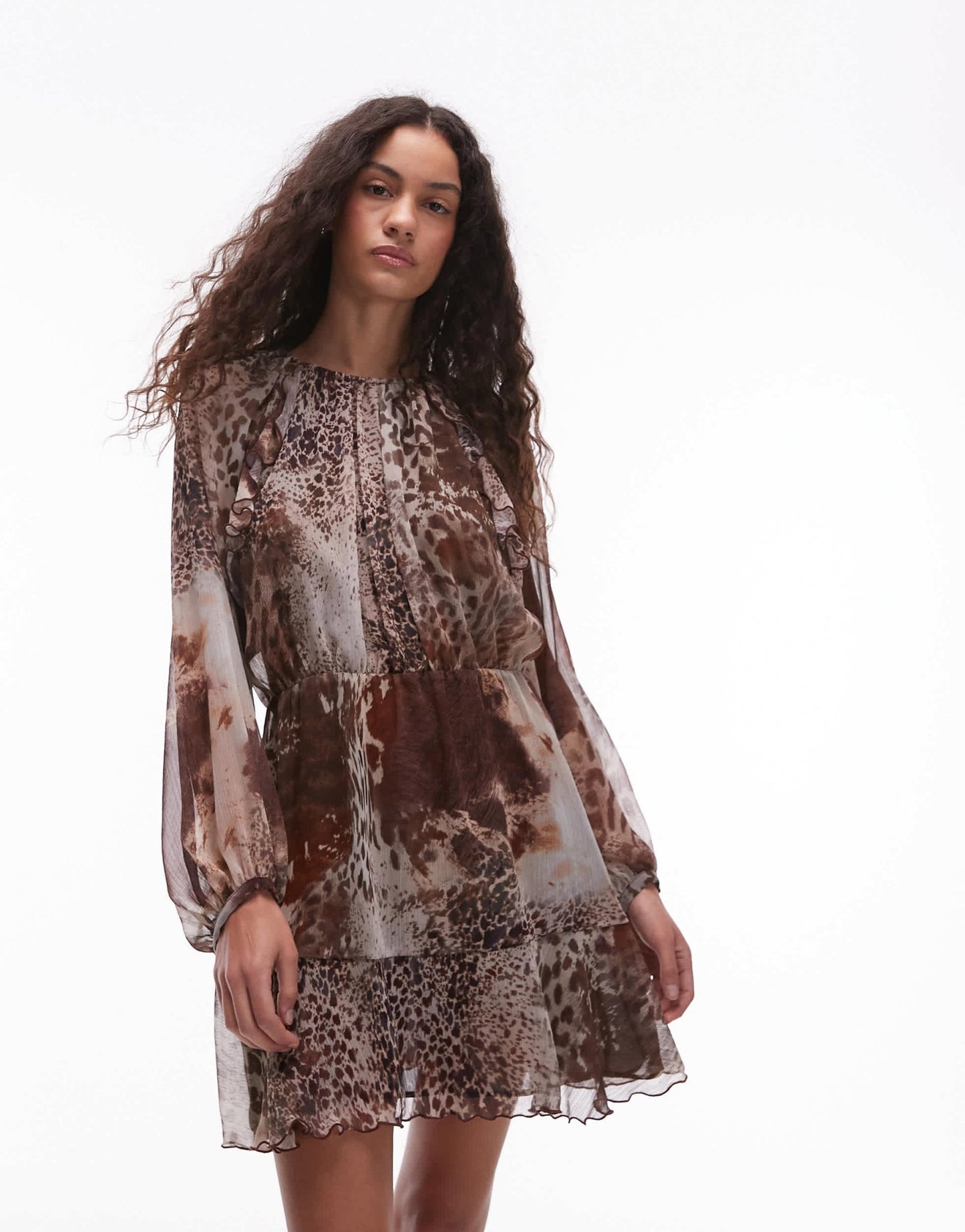 Mango mixed animal print mini dress in brown - ASOS Sample Sale