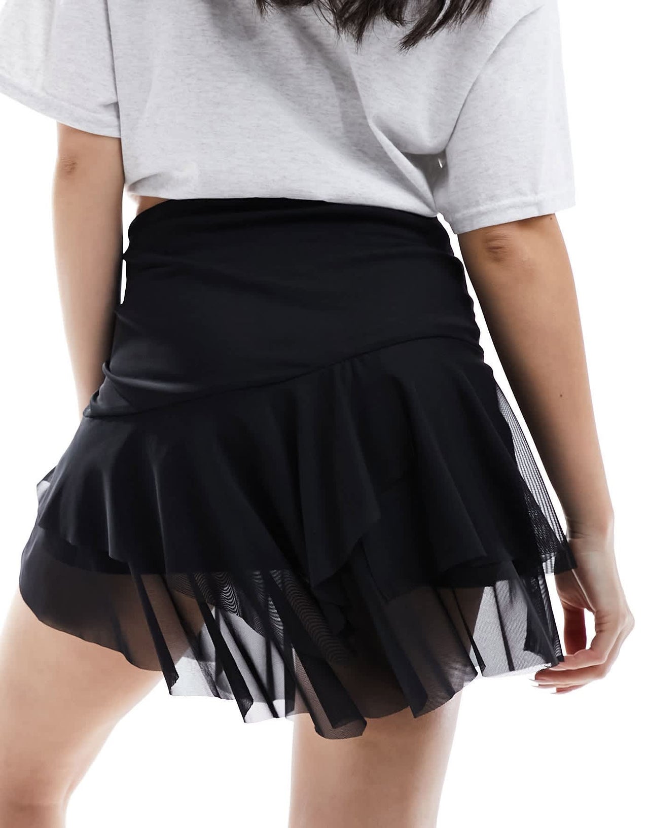 Mango mixed hem mini skirt in black - ASOS Sample Sale