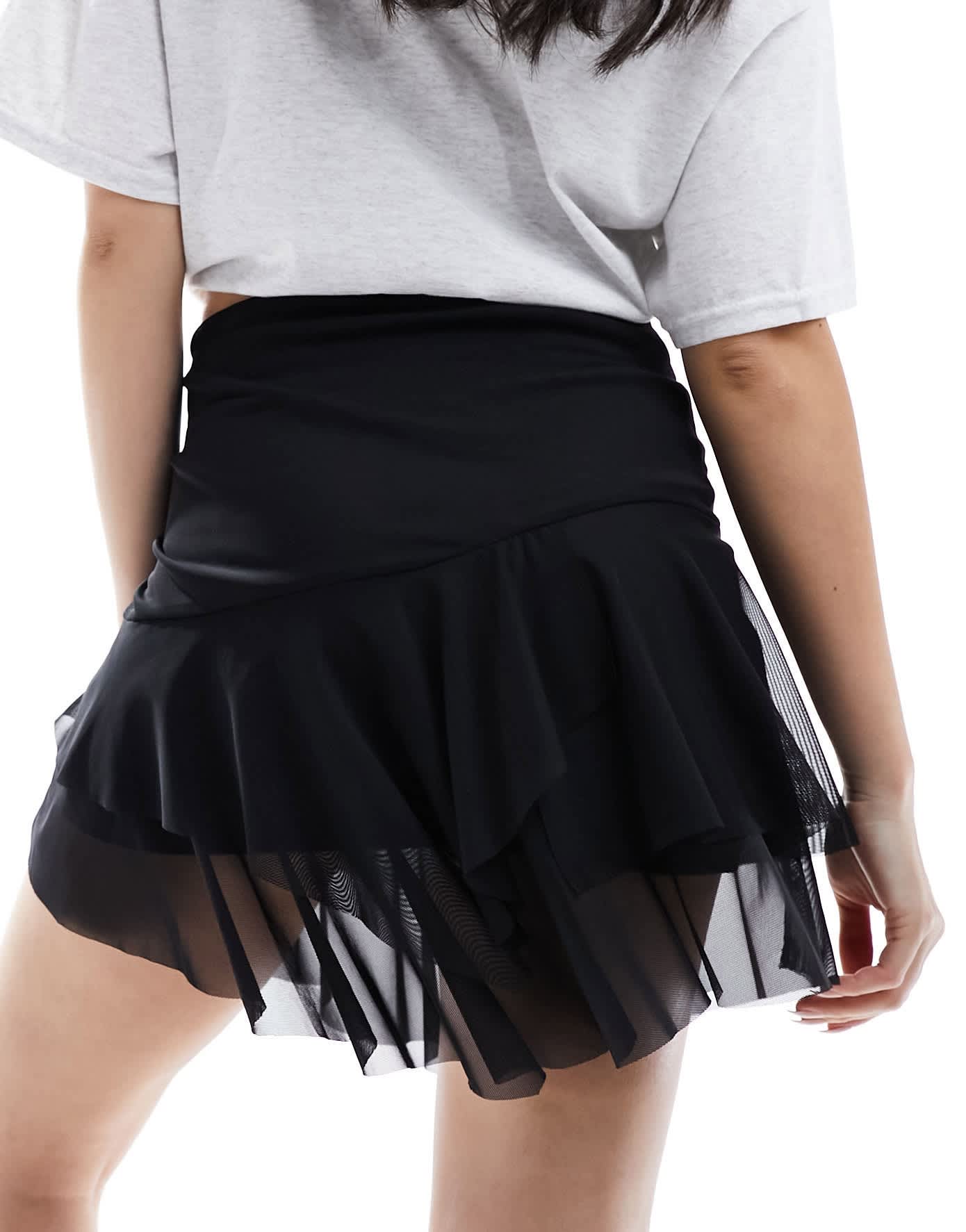 Mango mixed hem mini skirt in black - ASOS Sample Sale