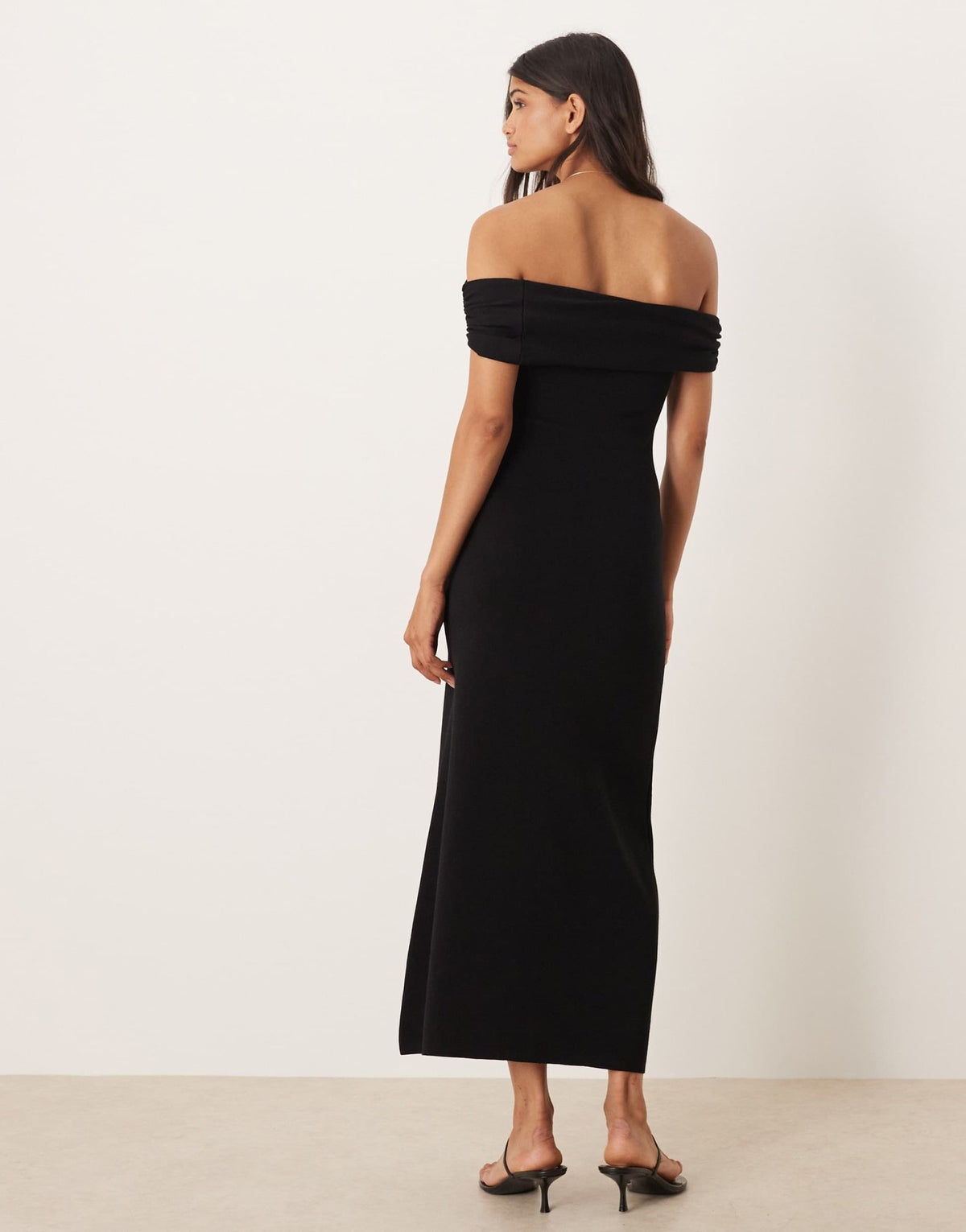 Mango off shoulder maxi dress in black - ASOS Sample Sale