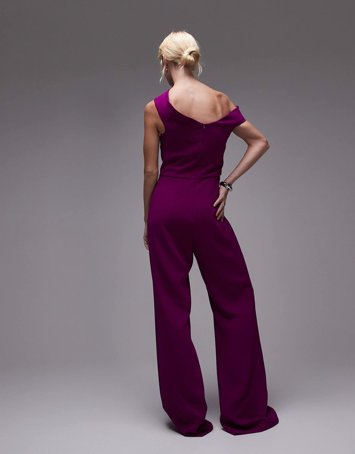 Mango off the shoulder bardot jumpsuit in purple - ASOS Sample Sale