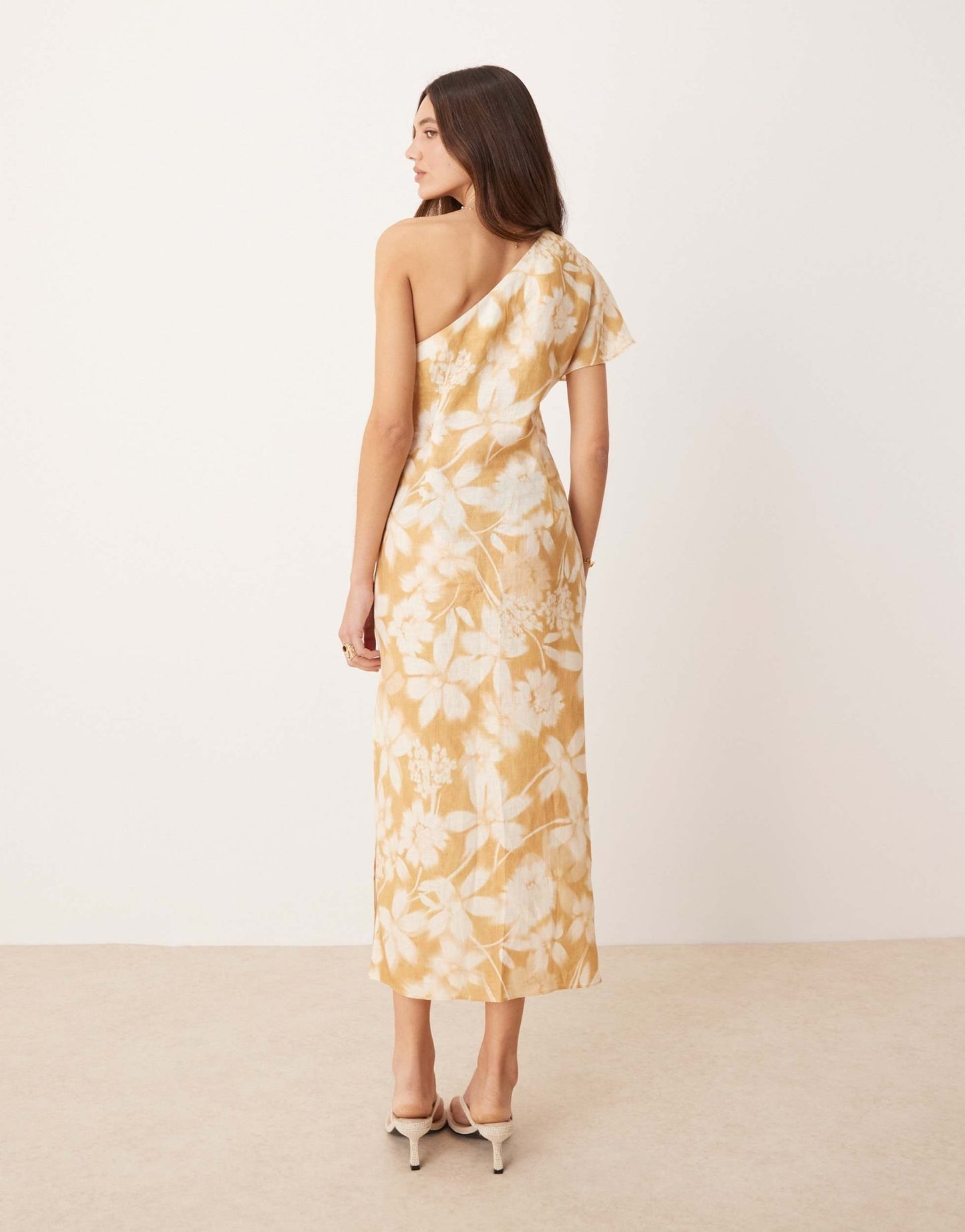 Mango one shouder floral midaxi dress in buttermilk - ASOS Sample Sale