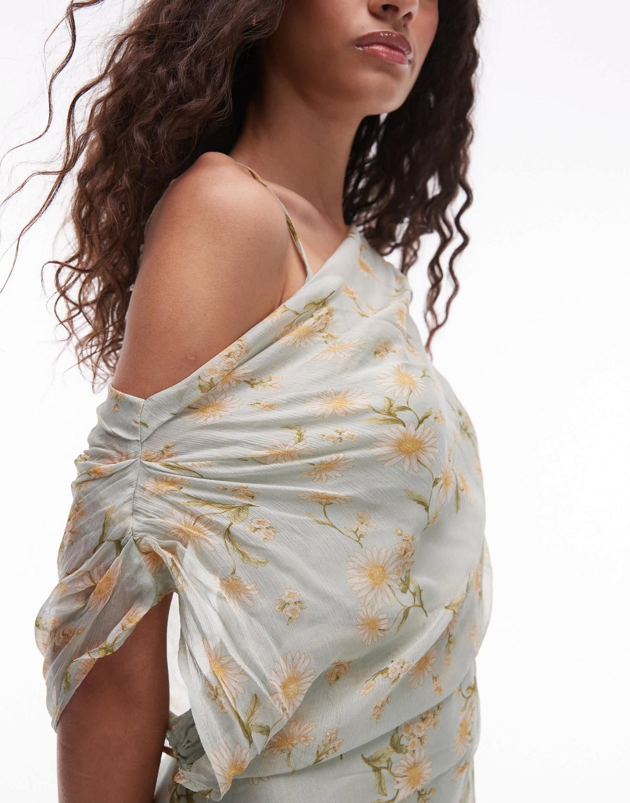 Mango one should drape floral midi dress in pale blue - ASOS Sample Sale