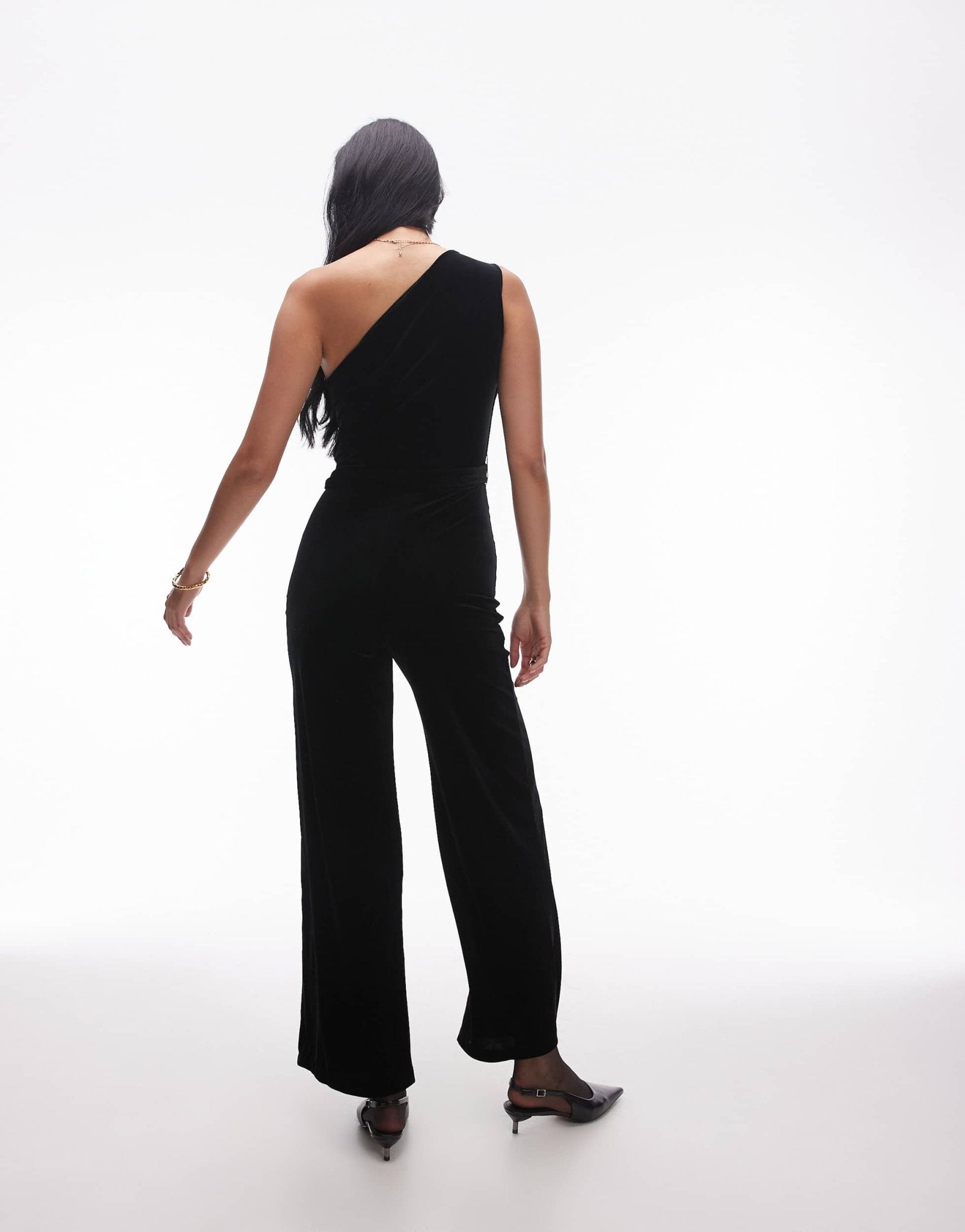 Mango one shoulder straight leg jumpsuit in black - ASOS Sample Sale