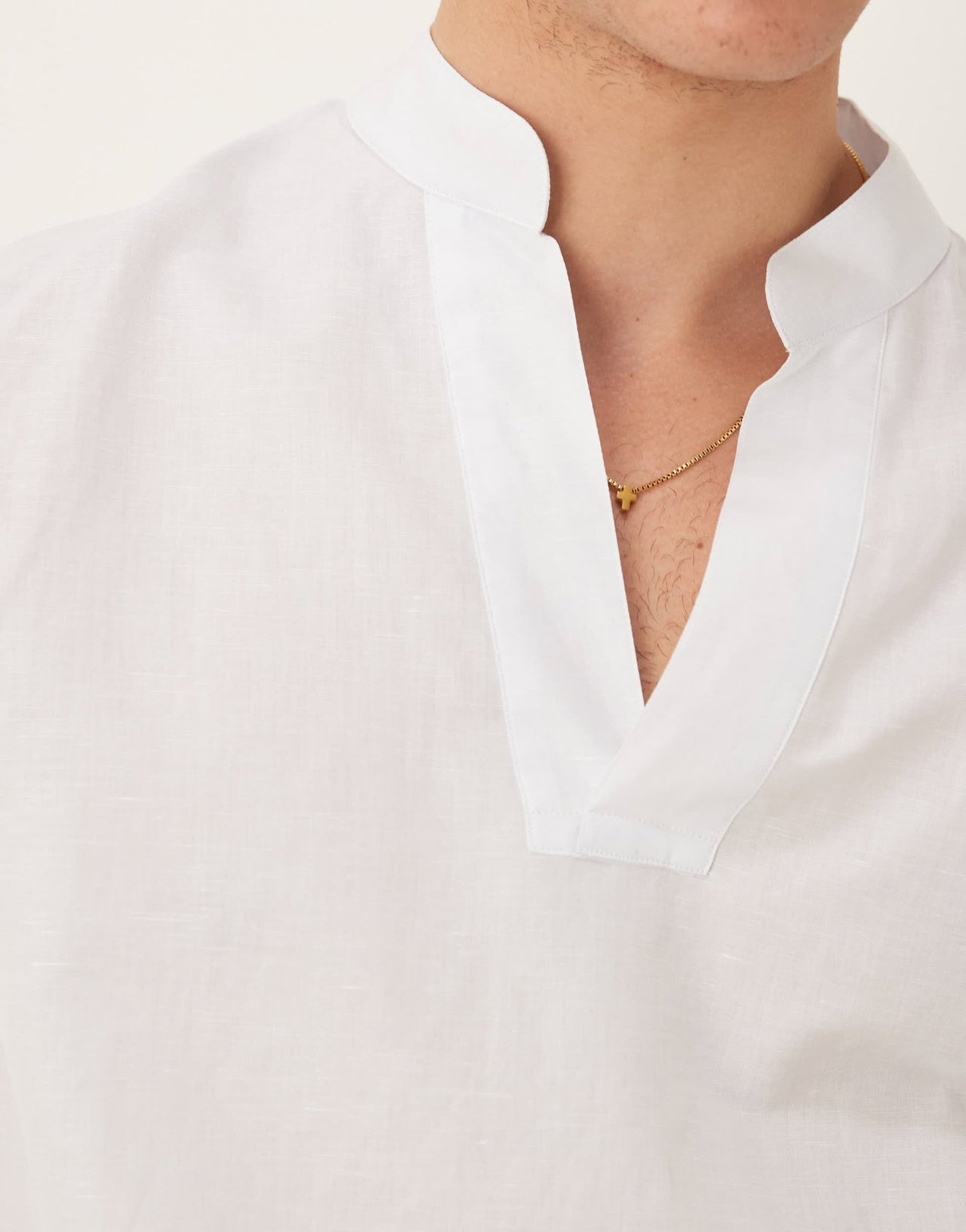 Mango open collar linen mix relaxed shirt in light blue - ASOS Sample Sale