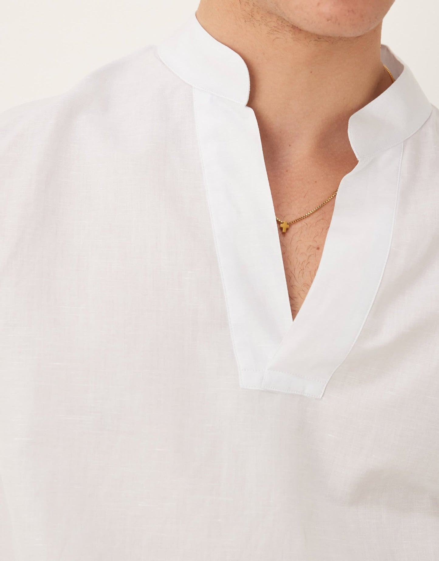 Mango open collar linen mix relaxed shirt in light blue - ASOS Sample Sale