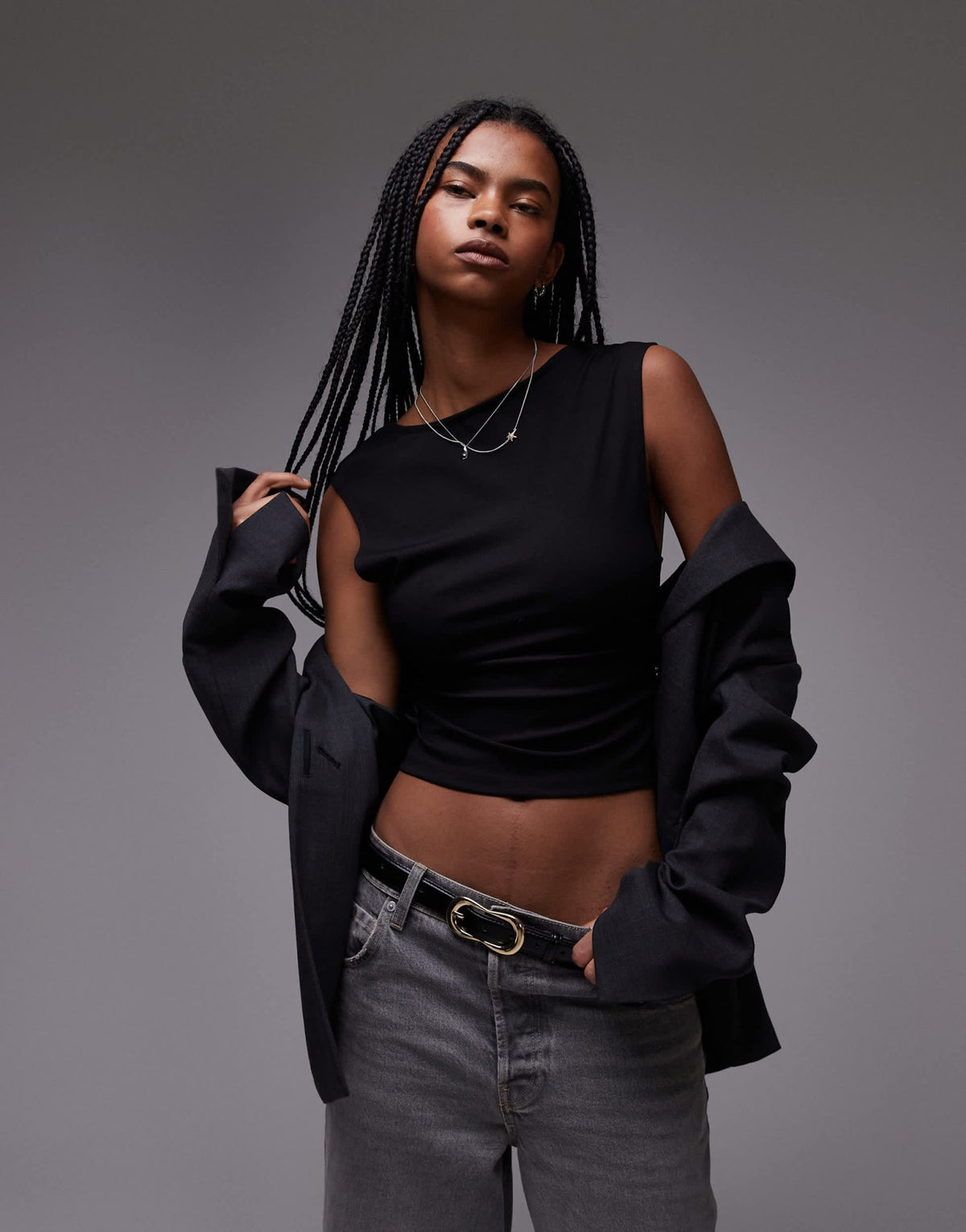 Mango open low back t-shirt in black - ASOS Sample Sale