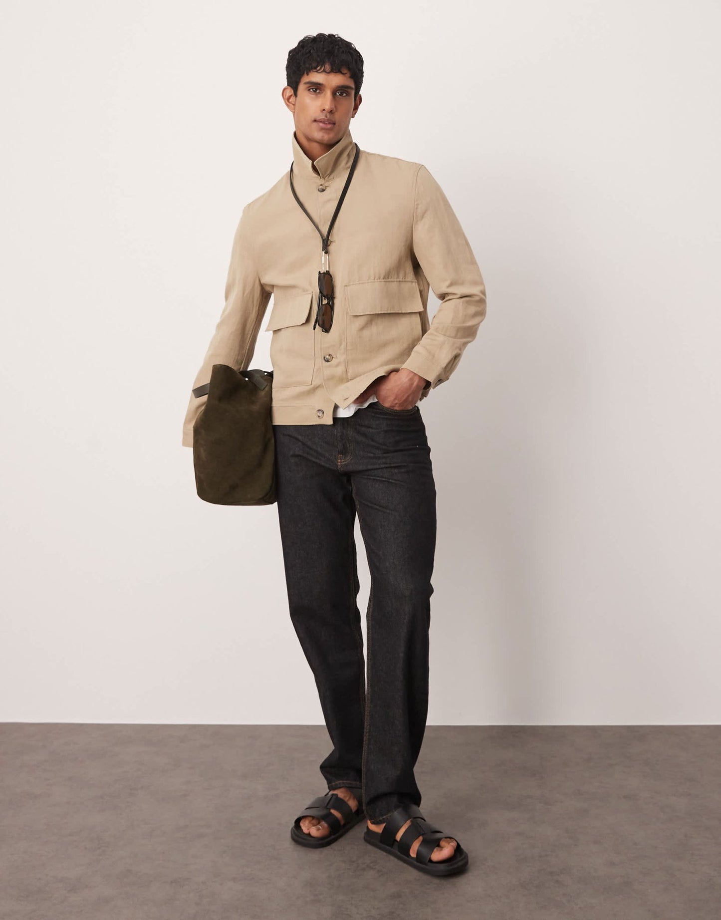 Mango overshirt in tan - ASOS Sample Sale