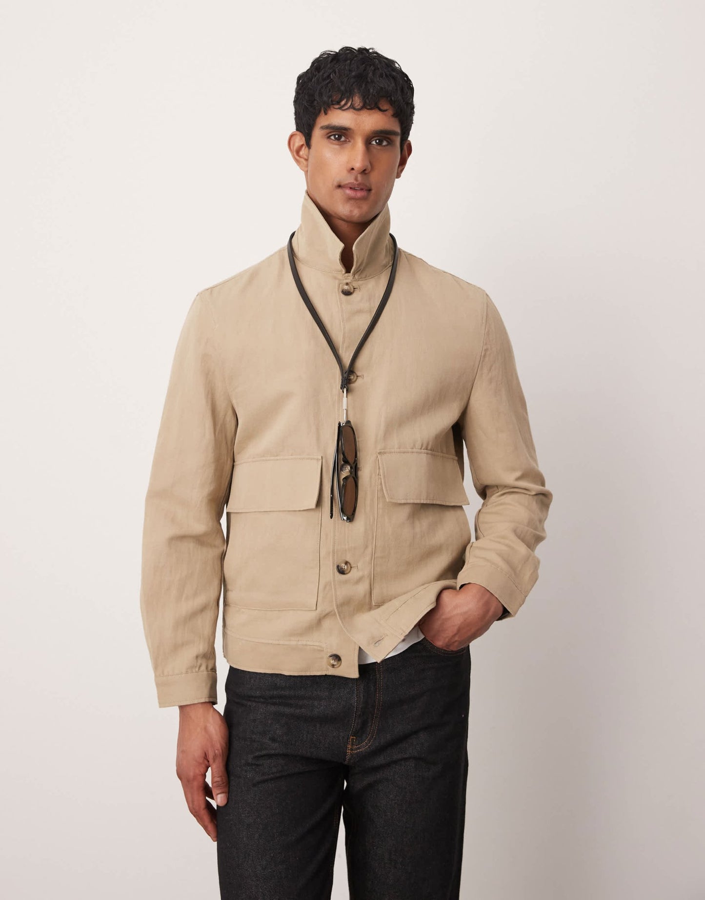 Mango overshirt in tan - ASOS Sample Sale