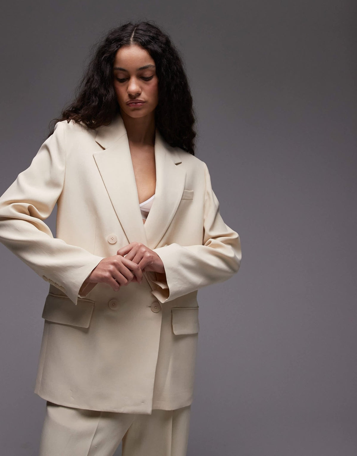 Mango oversized blazer co-ord in pale yellow - ASOS Sample Sale