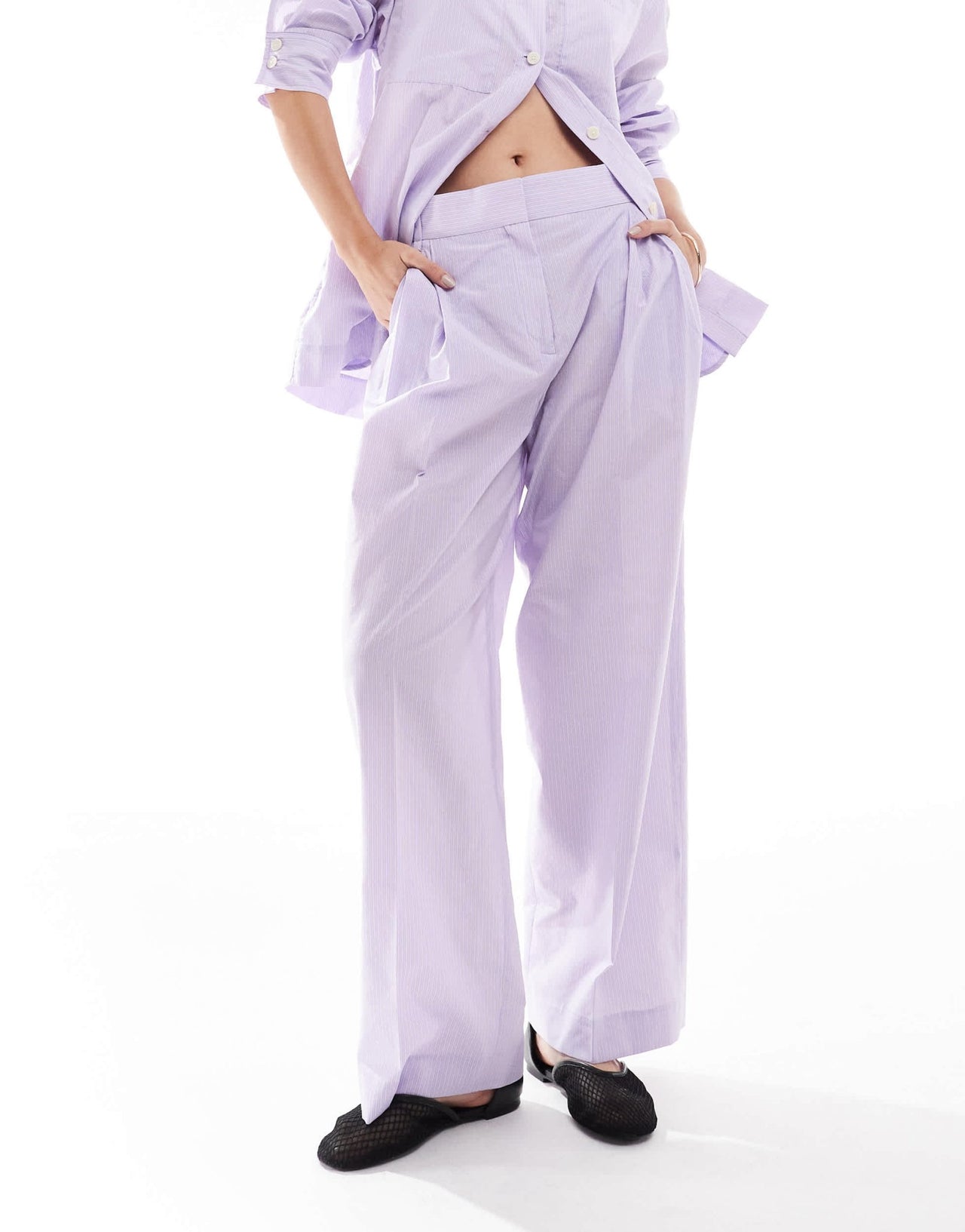 Mango oversized stripe co - ord trousers in lilac - ASOS Sample Sale