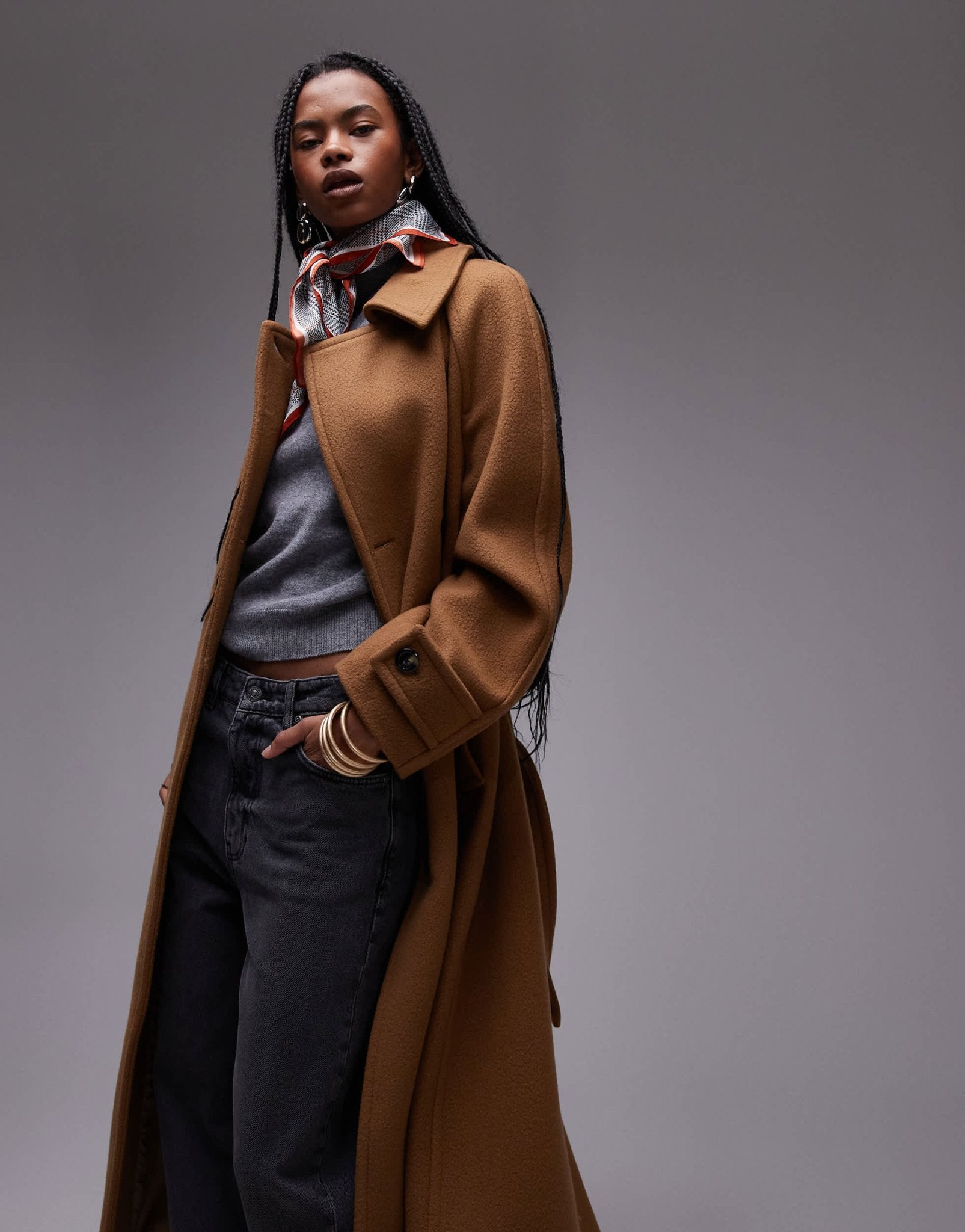 Mango oversized wool jacket in brown - ASOS Sample Sale
