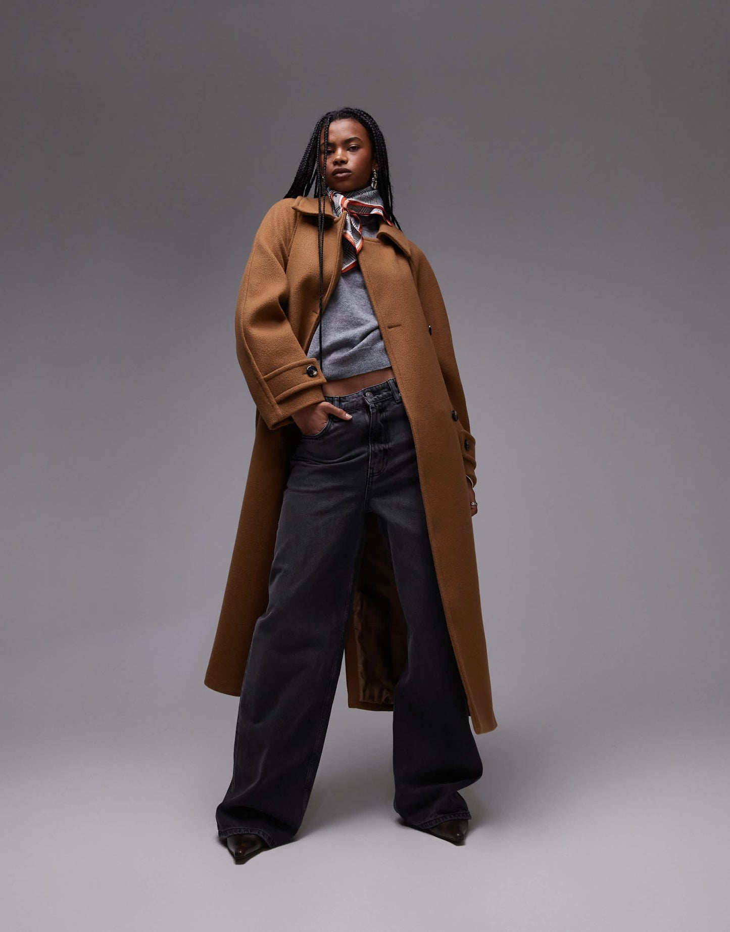 Mango oversized wool jacket in brown - ASOS Sample Sale