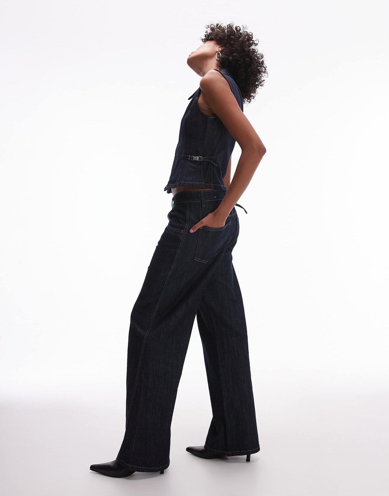 Mango Pina slouchy straight leg jean co - ord in dark blue - ASOS Sample Sale
