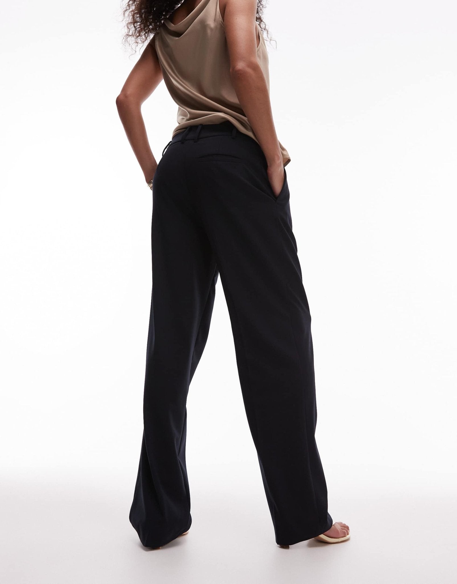 Mango pleat front straight leg trouser in navy - ASOS Sample Sale