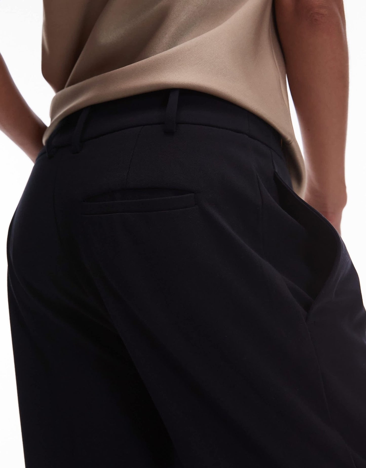 Mango pleat front straight leg trouser in navy - ASOS Sample Sale