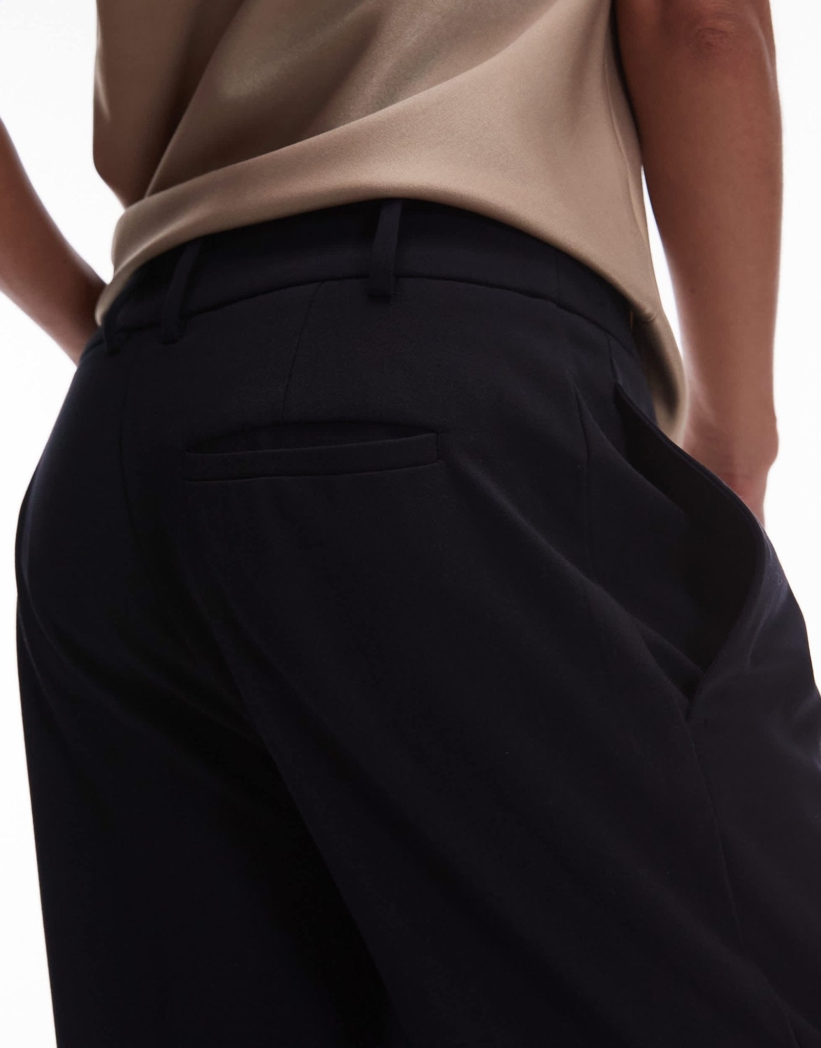 Mango pleat front straight leg trouser in navy - ASOS Sample Sale