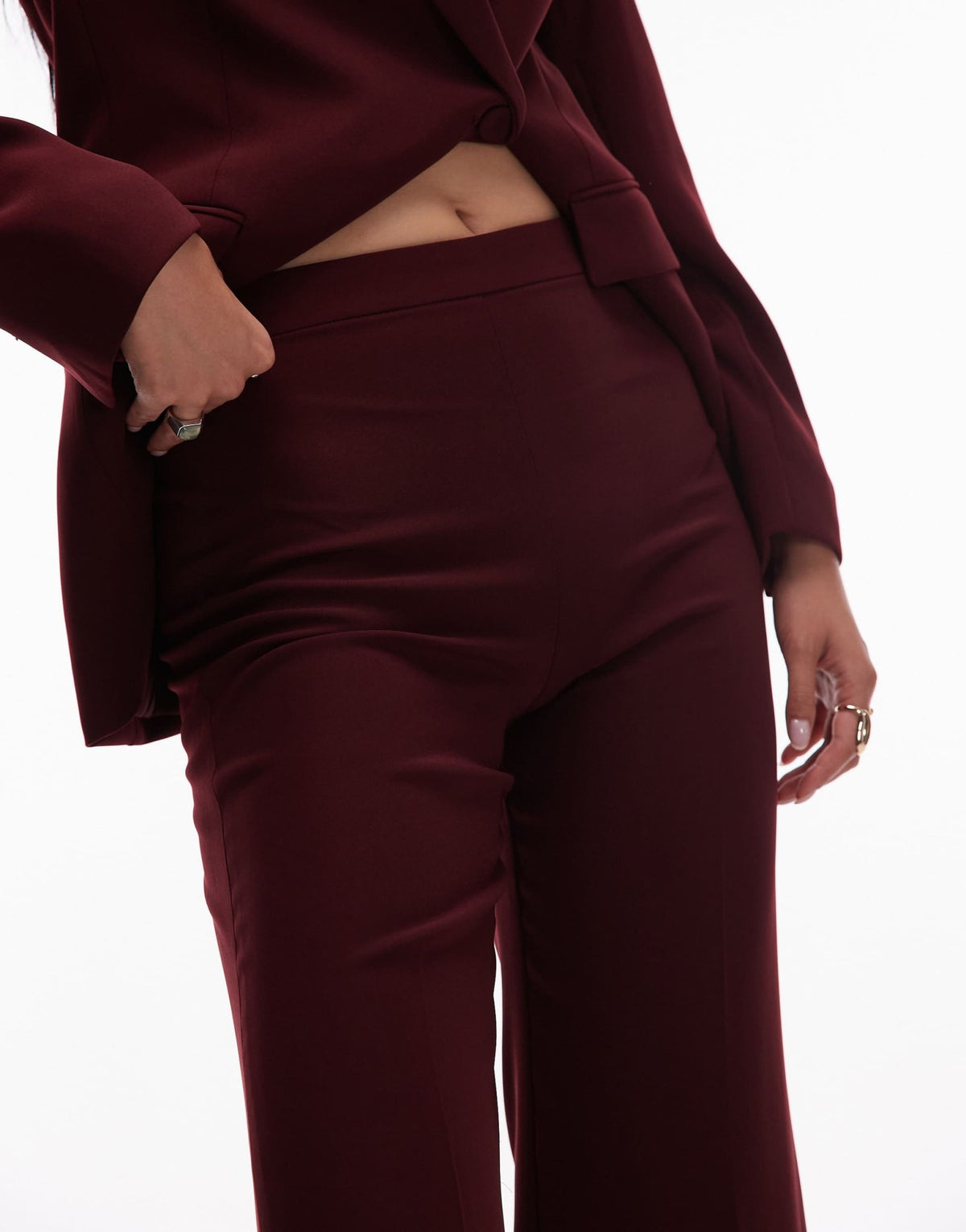 Mango pleat front tailored trouser co-ord in dark red - ASOS Sample Sale