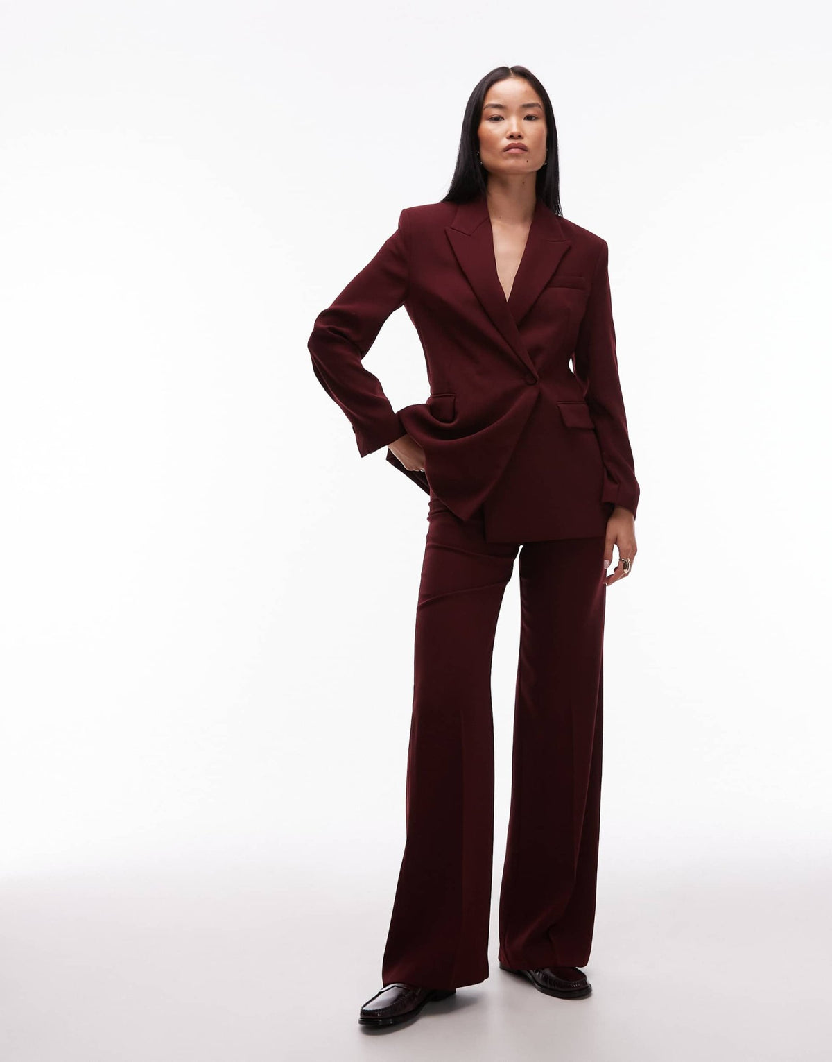 Mango pleat front tailored trouser co-ord in dark red - ASOS Sample Sale