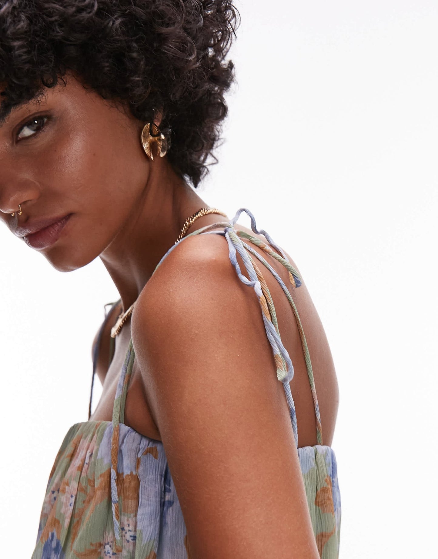 Mango pleated blown out volume skirt dress in pale blue - ASOS Sample Sale