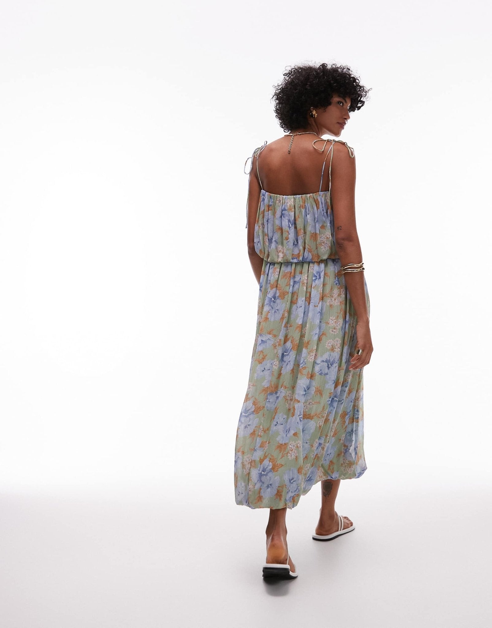 Mango pleated blown out volume skirt dress in pale blue - ASOS Sample Sale