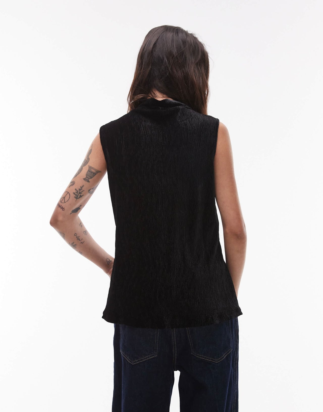 Mango plisse high neck sleeveless top in black - ASOS Sample Sale