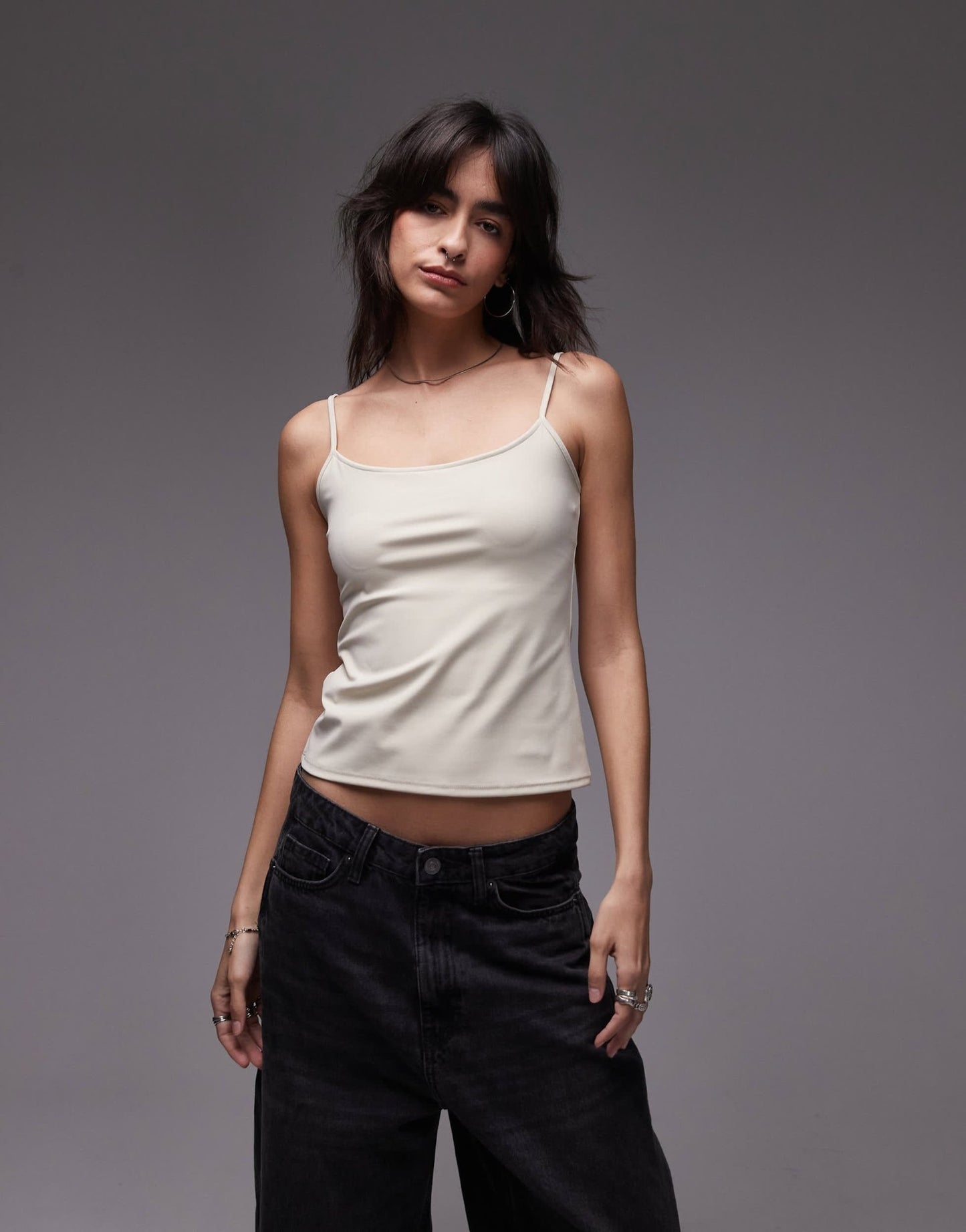 Mango polaymide cami top in ecru - ASOS Sample Sale