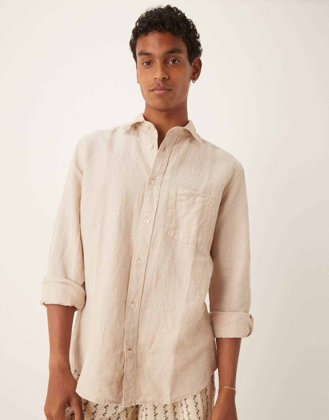 Mango premium linen shirt in pale yellow - ASOS Sample Sale
