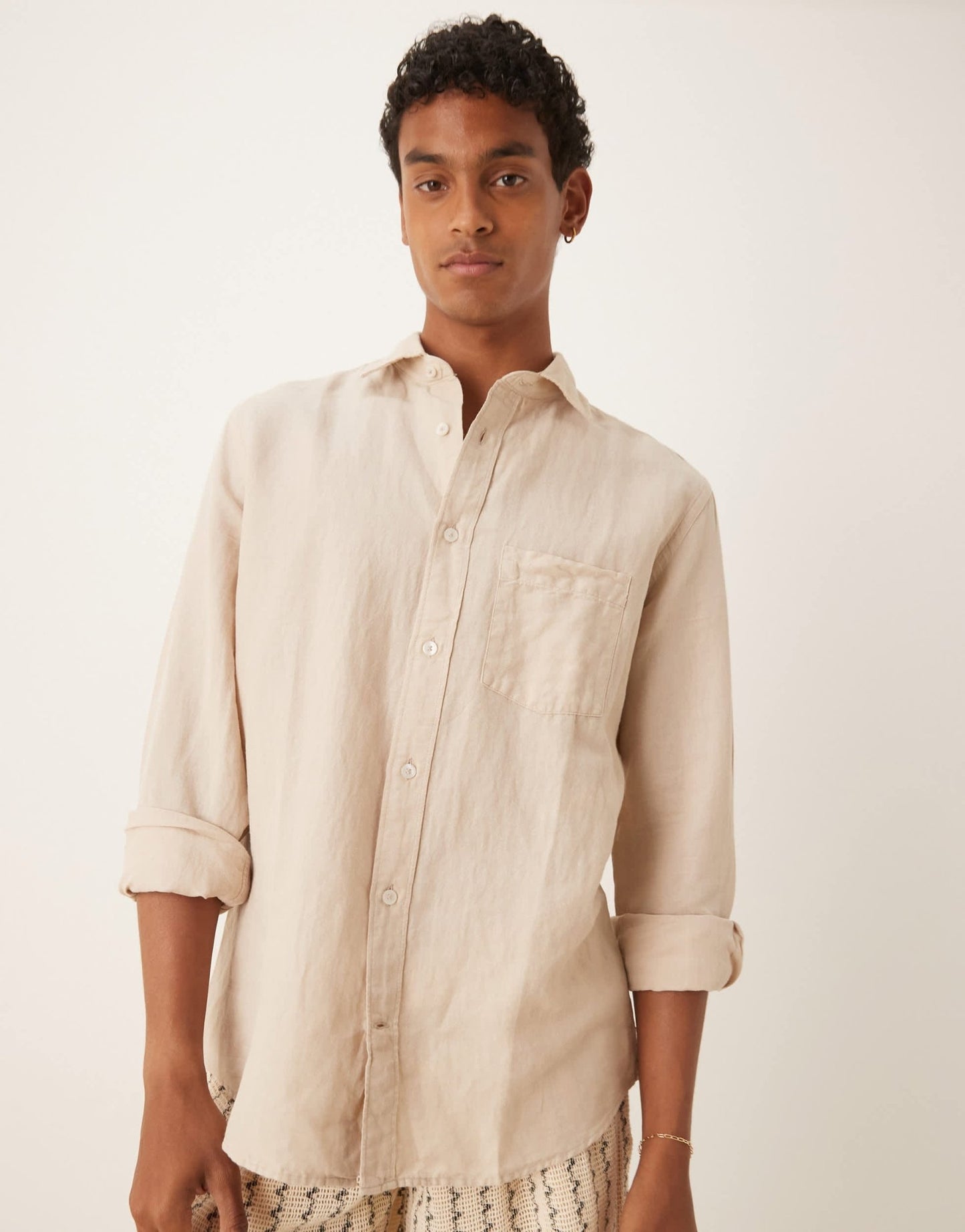 Mango premium linen shirt in pale yellow - ASOS Sample Sale