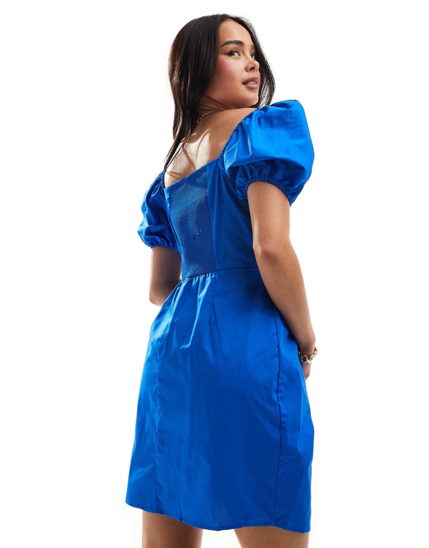 Mango puff sleeve dress in cobalt blue - ASOS Sample Sale