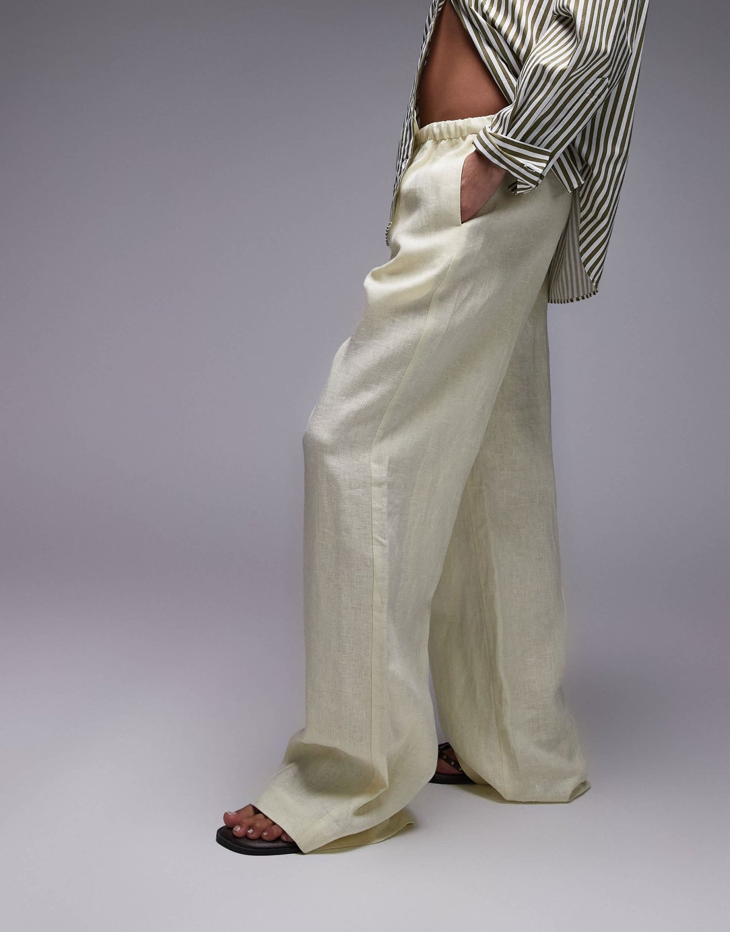 Mango pull on soft touch linen trouser in butter yellow - ASOS Sample Sale