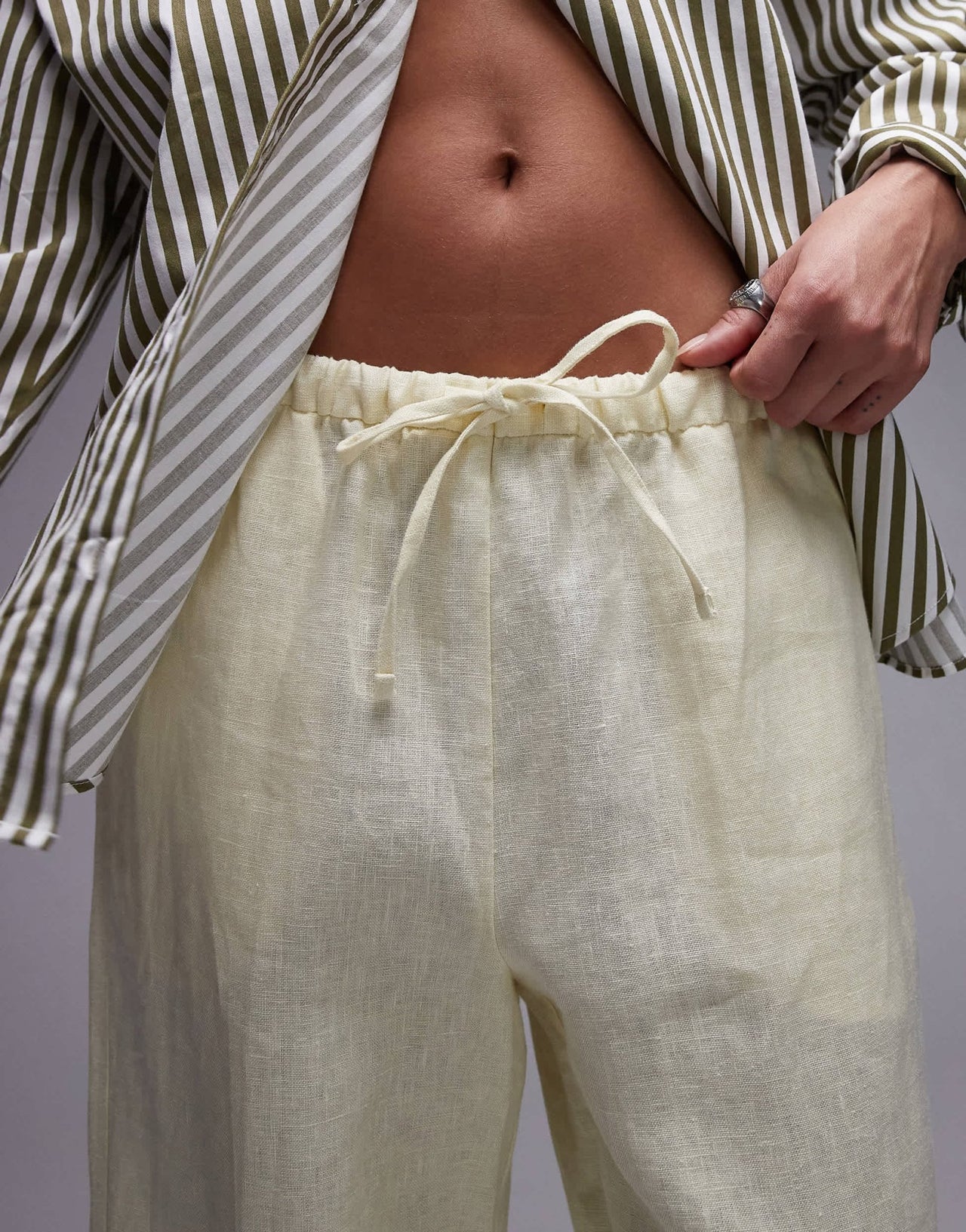 Mango pull on soft touch linen trouser in butter yellow - ASOS Sample Sale