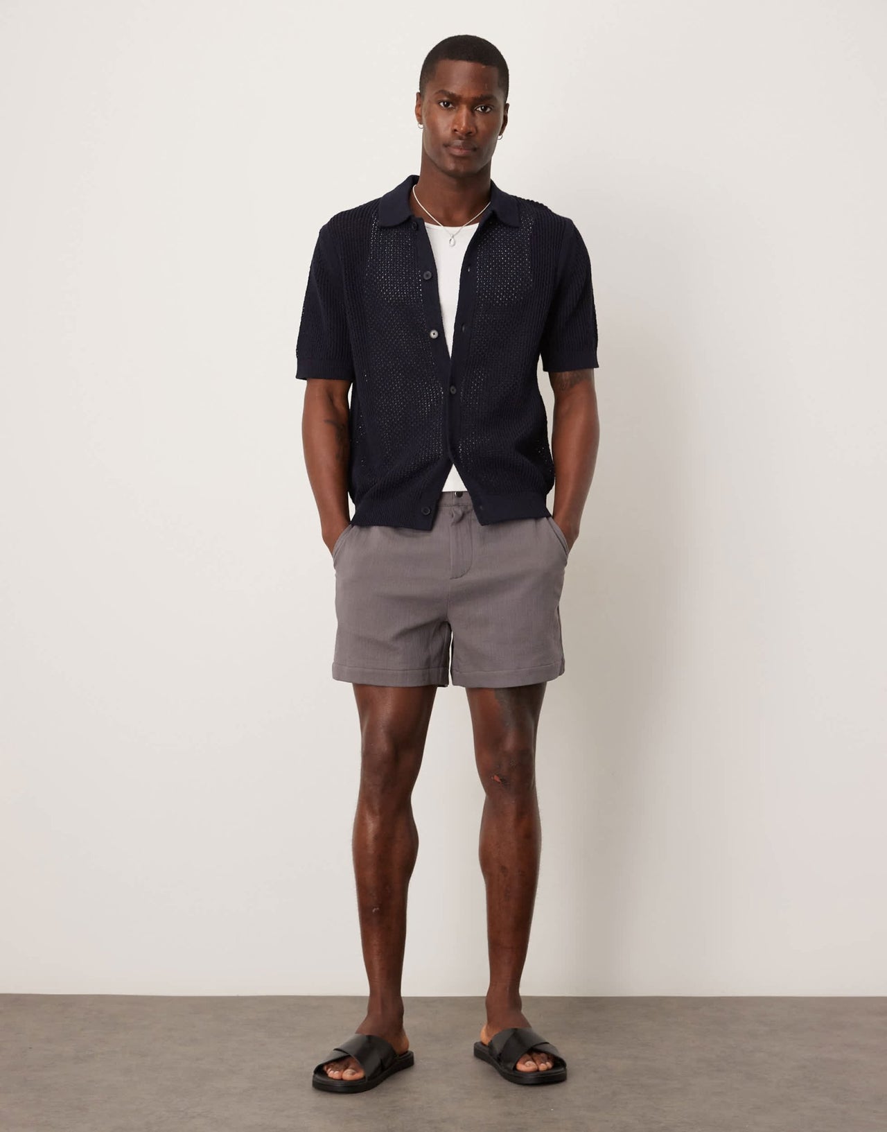 Mango relaxed cotton crochet short sleeve shirt in black - ASOS Sample Sale